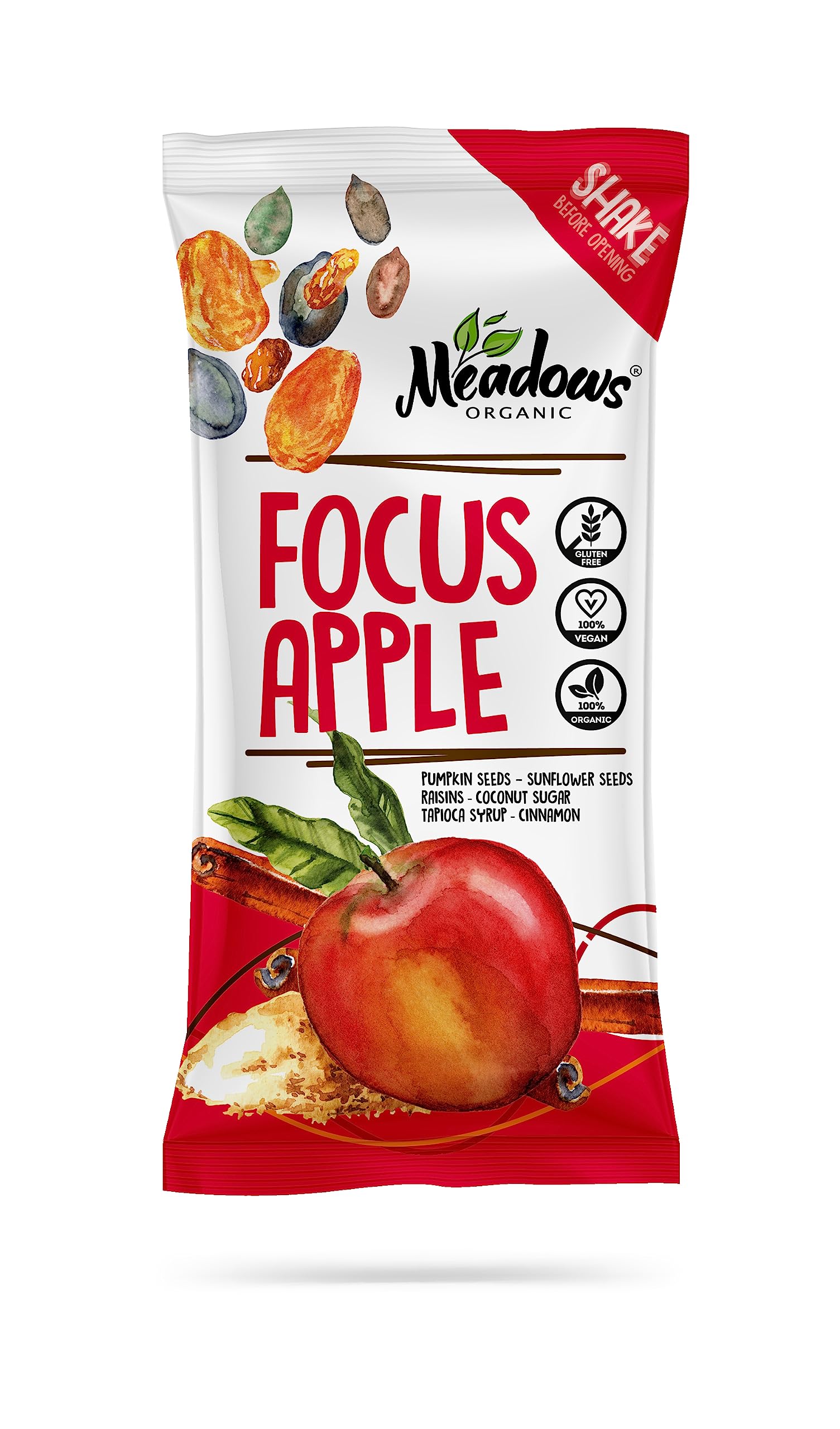 Meadows Organic Focus Apple 35g - An Ideal Snacking Option that Provides Essential Nutrients Such as Fiber, Vitamins, and Antioxidants from Organic Apples