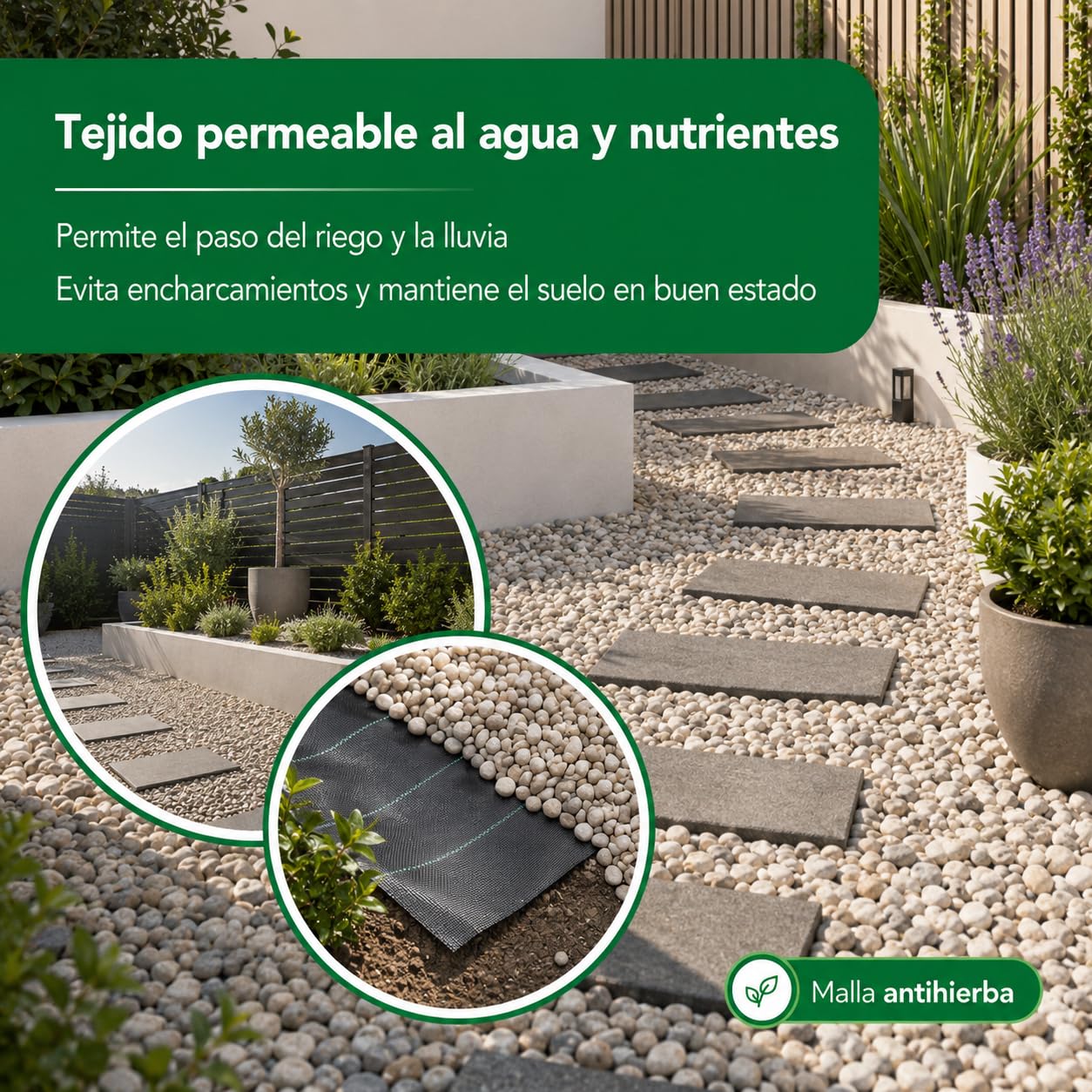 Malla Antihierba 130 Gramos, Rollo 2x100m, Malla Geotextil contra Maleza y Malas Hierbas, para el Huerto, Estable a Rayos UV y Permeable