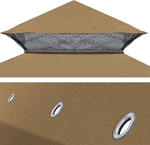 Miniatura 7 de BenefitUSA Toldo de repuesto para cenador de 119 x 119 pulgadas, cubierta superior de doble nivel (bronceado)