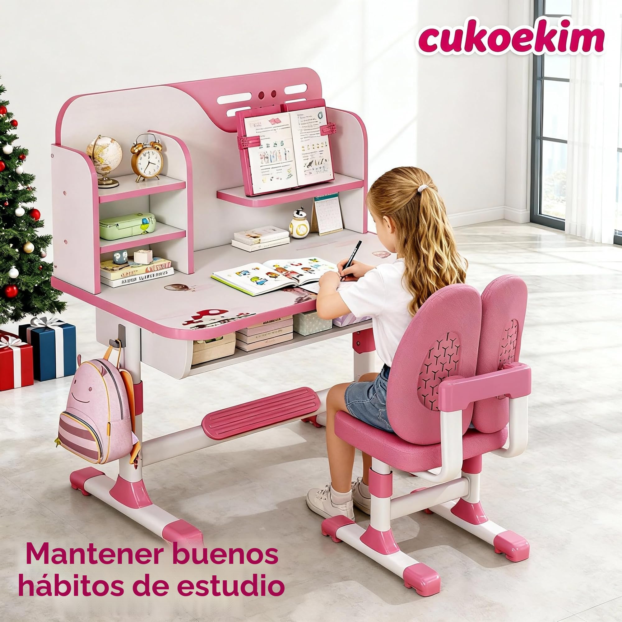 Juego de sillas de escritorio de estudio para niños, juego de escritorio y sillas ajustables para niños, sillas de mesa de estudio escolar, escritorio de aprendizaje escolar en casa con