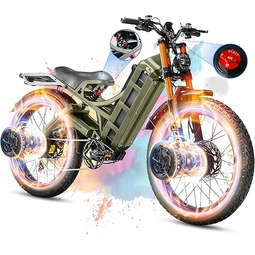 eAhora 2025 Romeo Pro 3/2 50-46Mph Electric Bike for Adults, 5600W/4000W Dual Motor Ebike, 60V/80Ah 52V/70Ah 200+Miles Long Range E-Bike, 26 * 4.0" Fat Tire Full Suspension Electric Mountain Bike