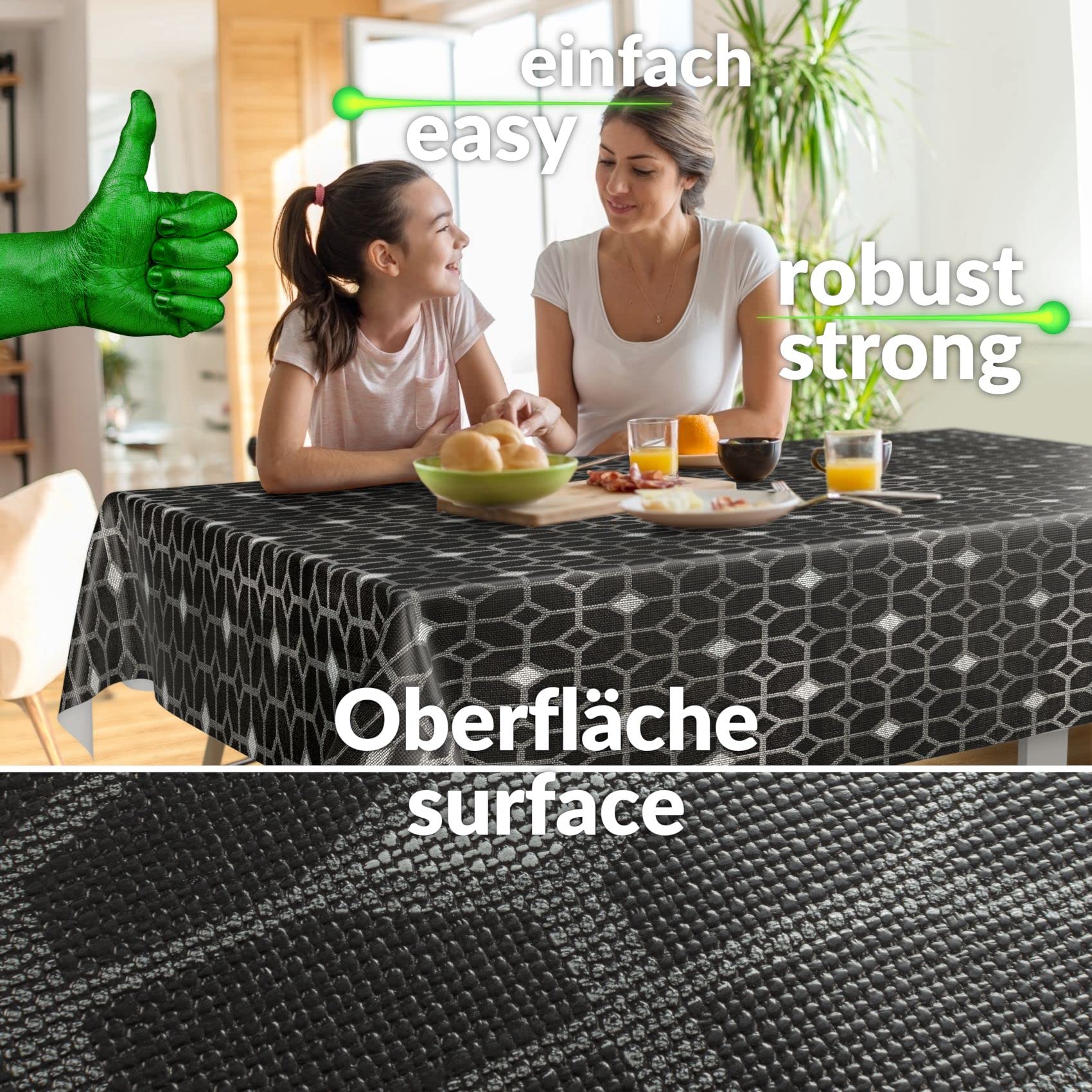 Nappe En Toile Cirée Lavable - Rectangulaire - Ronde - Ovale - Pour Table De Jardin - Motif : élégance - Avec Ourlet Eliza - 100 X 140 Cm