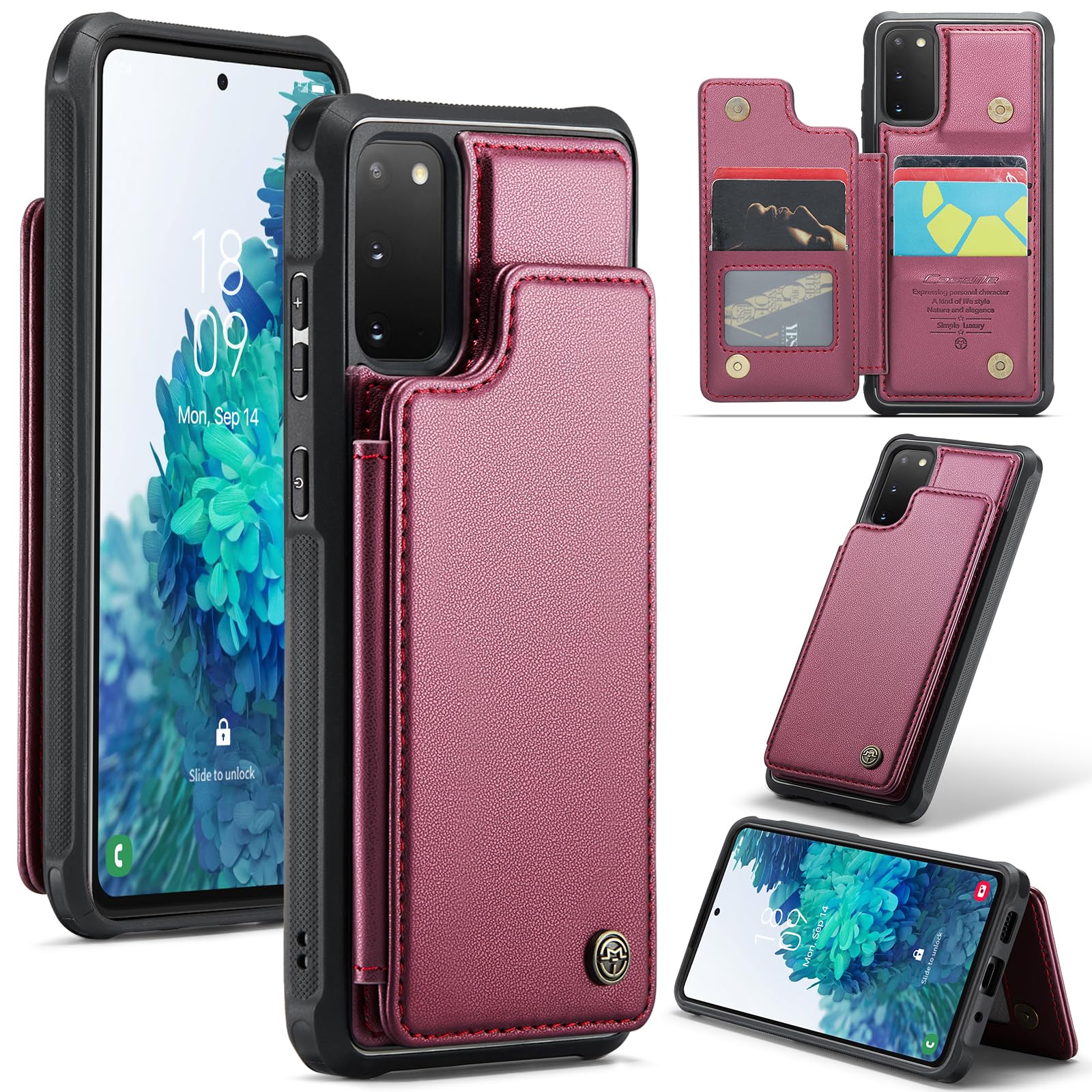 Bemal for Samsung Galaxy S20 FE Wallet Case with Card Holder, RFID Blocking, Shockproof Leather Kickstand for Men and Women, Durable Protective Phone