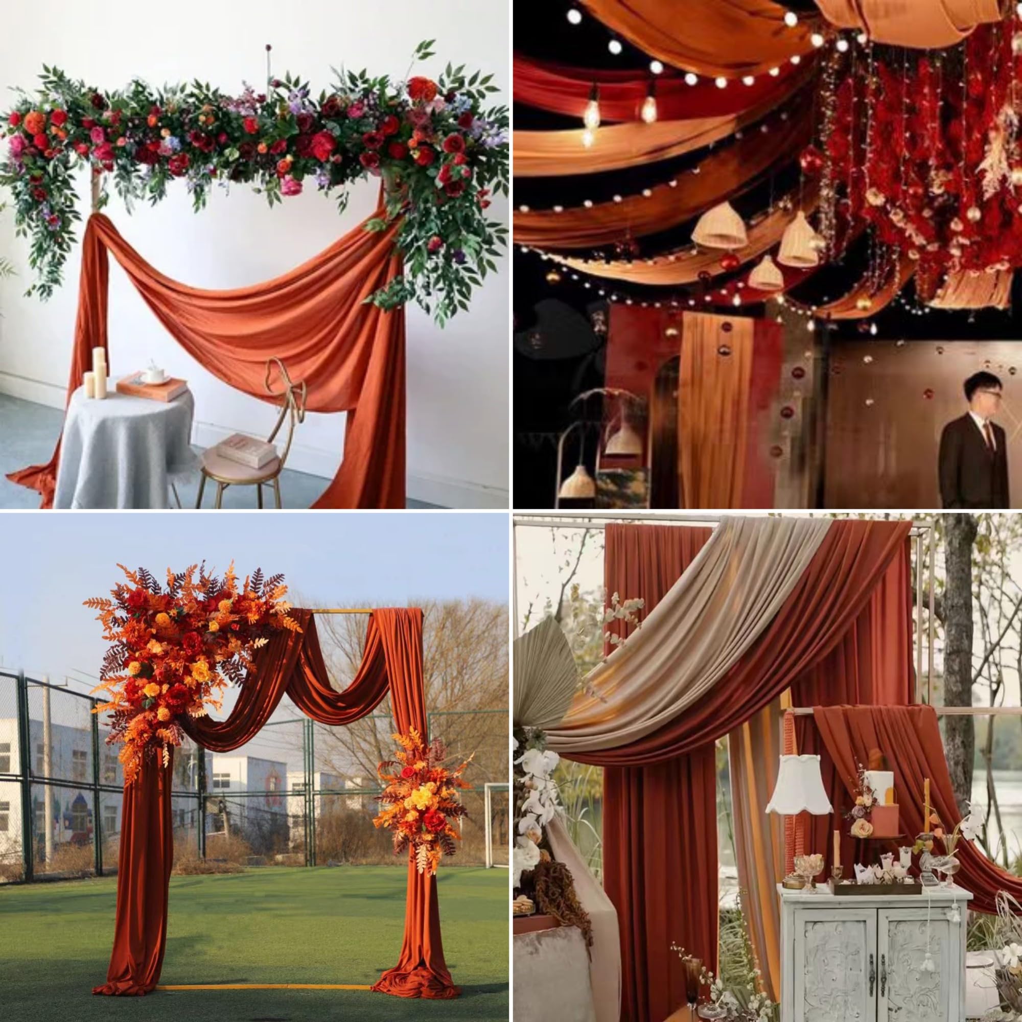 Vorhangstoff für Hochzeitsbögen, Chiffon, für Hochzeiten, 71,1 cm x 6,1 m, Chiffon-Stoff, durchscheinender Hintergrund, Vorhang für Hochzeit, Party, Zeremonie, Geburtstag, Empfang, Hintergrund