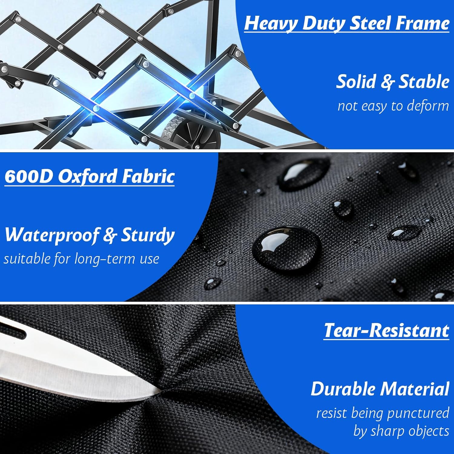 Wagons Cart Foldable, 360 Lbs with Adjustable Handle, Black Lightweight Portable, Collapsible Wagon for Beach Trip, Camping, Shopping, Sports, Travel, Picnic and Grocery (Black)