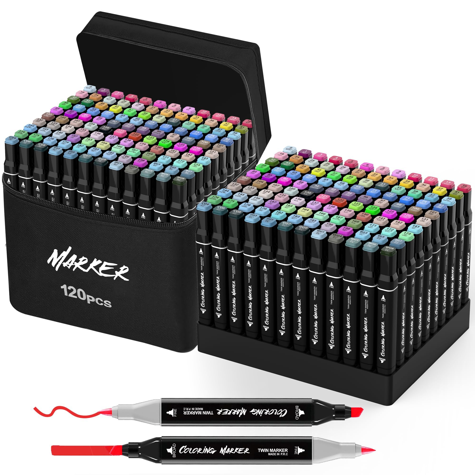 KJSHUANGTANG Alcohol Markers, 120 Colors Dual Tip Art Markers, Drawing, Coloring Marker for Sketching Adult Coloring