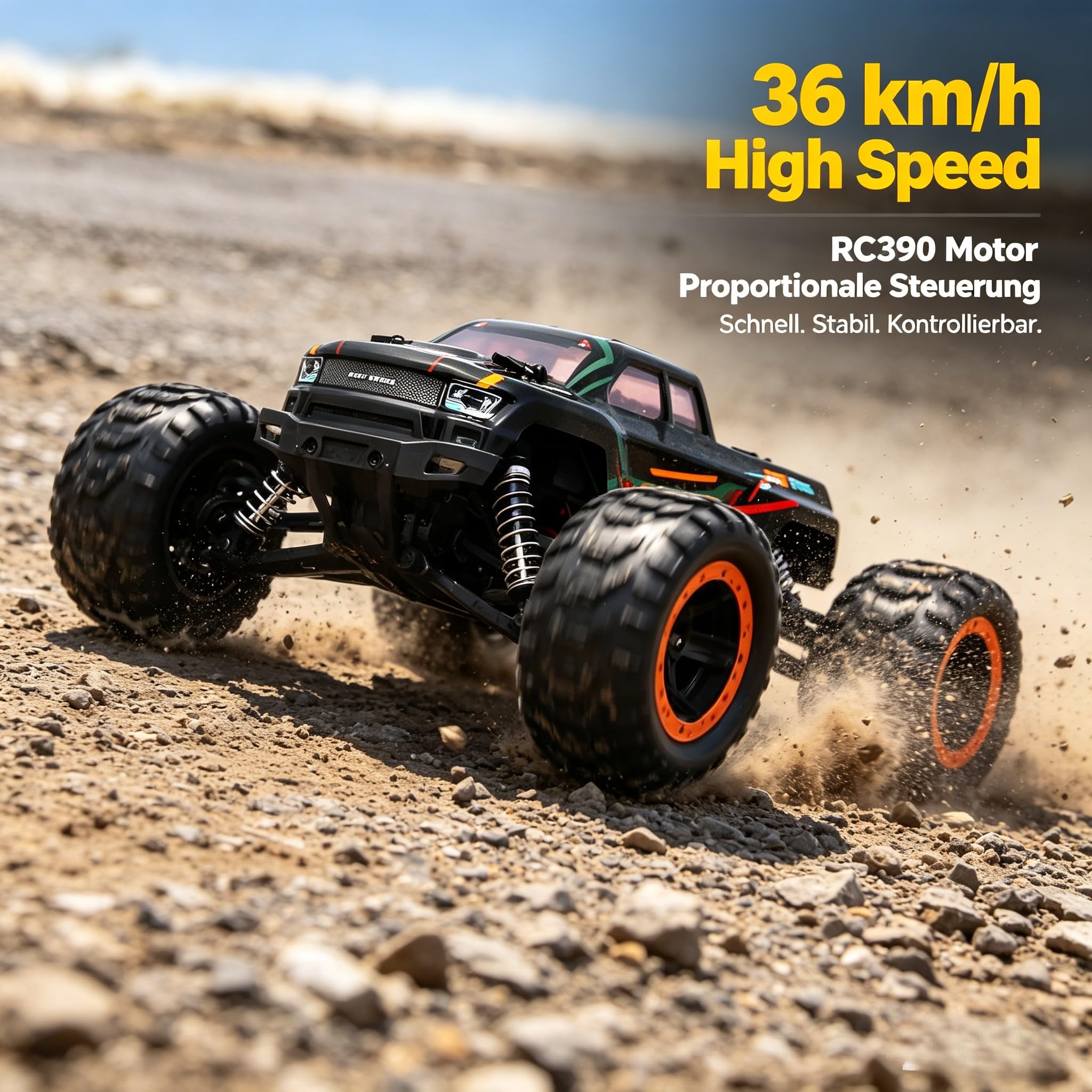 HAIBOXING Auto telecomandata 1:16 RC Monster Truck, impermeabile RTR All Terrain RC Auto 36 km/h, giocattolo telecomandato per bambini e adulti