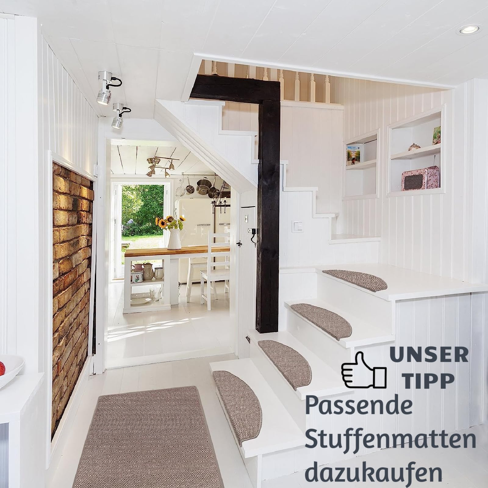 casa pura Teppich Läufer für Küche, Flur & Wohnraum - Teppichläufer auf Maß in Sisal Optik - Meterware - Flurteppich - Küchenläufer - Wohnzimmer Teppich (Kalkuta, Taupe, 80x400cm (BxL))
