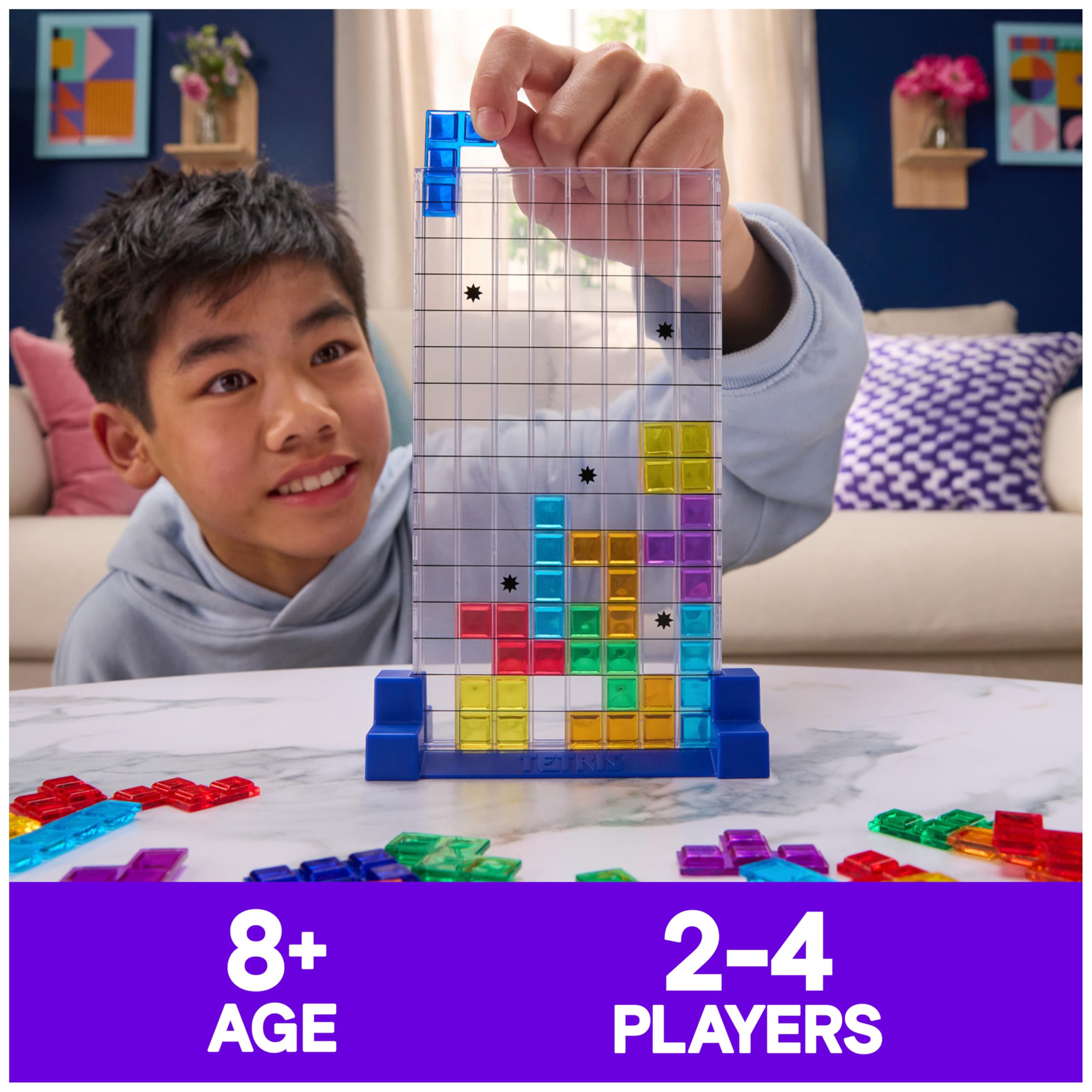 Spin Master Games, Tetris: The Board Game, Play The Classic Puzzle Game Tetris in Real Life, Multiplayer Head-to-Head Puzzle Challenge, 2-4 Players, Stocking Stuffer Gift Ideas for Ages 8 & Up