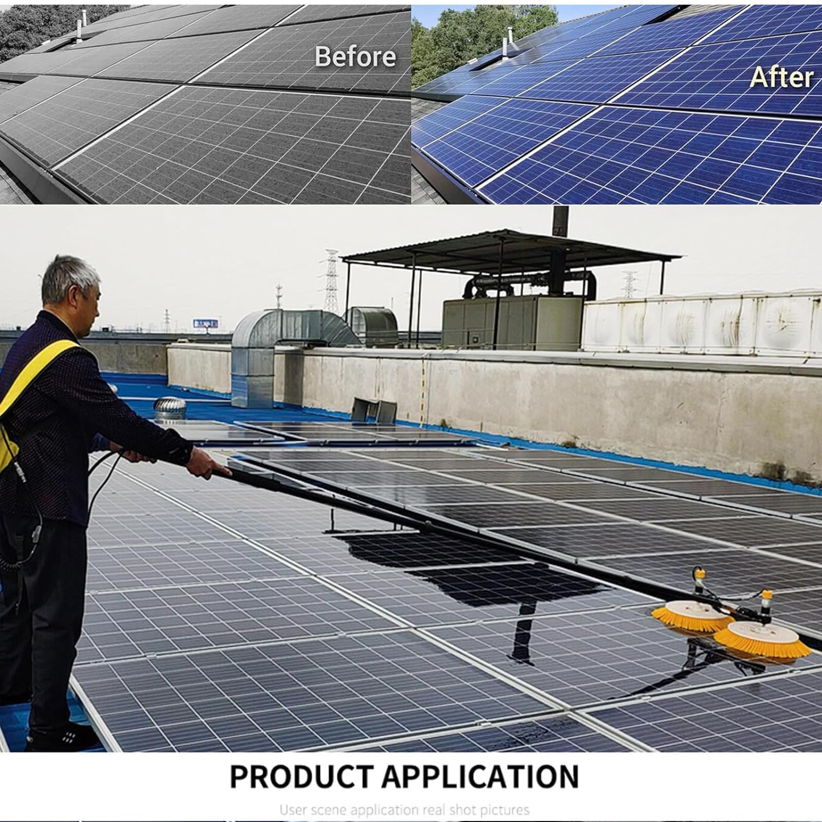 tbanvoo Cepillo De Limpieza De Paneles Solares: Elimina Eficazmente El Polvo Y Los Residuos, Limpiador De Paneles Fotovoltaicos, DiseñO Liviano Y Varilla TelescóPica,3.5M