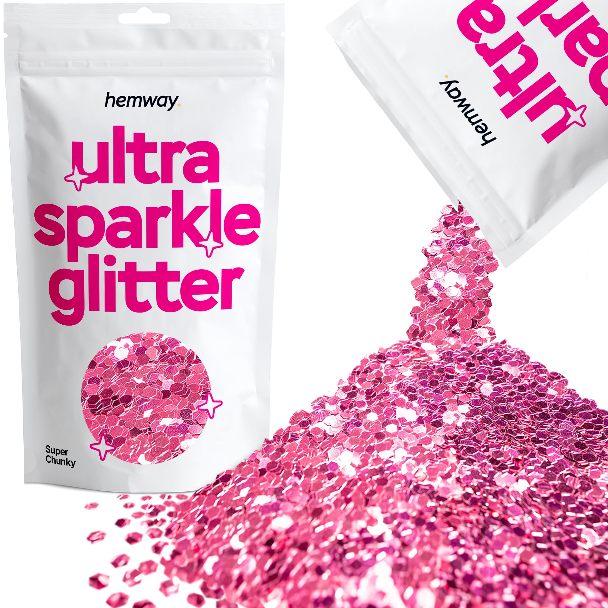 Hemway Ultra Sparkle Glitter Baby Pink Iridescent 100g Fine | Glitter for Arts & Craft, Makeup, Nail Art, Crafting, Card Making, Sparkle Decoration — view 131