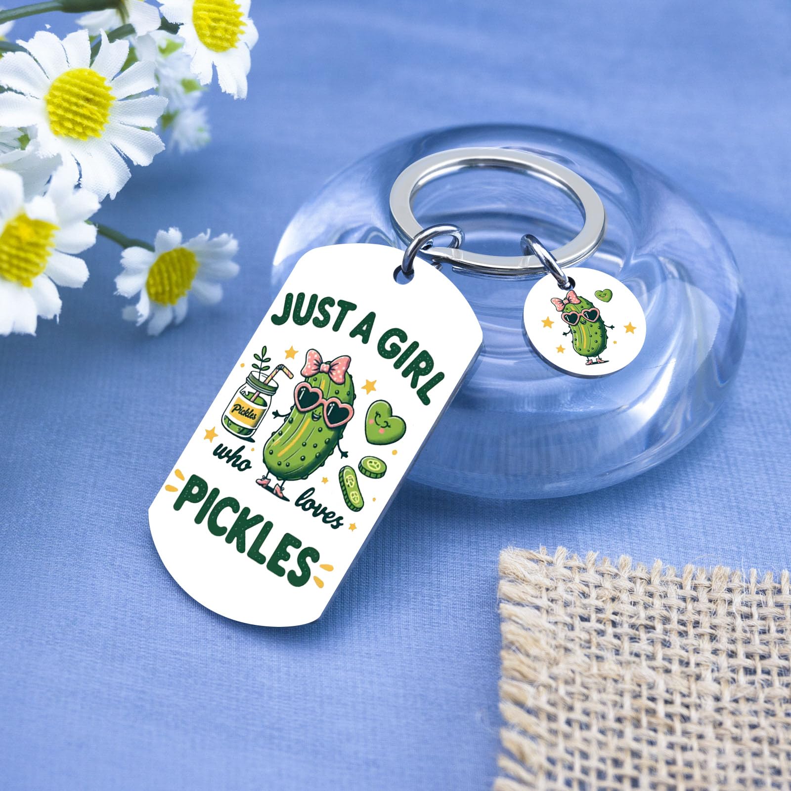 Pickle Gifts for Pickle Lovers Funny Birthday Gifts for Women Just A Girl Who Loves Pickles Keychains Cute Birthday Christmas Thanksgiving Halloween Gag Gift for Woman Accessory