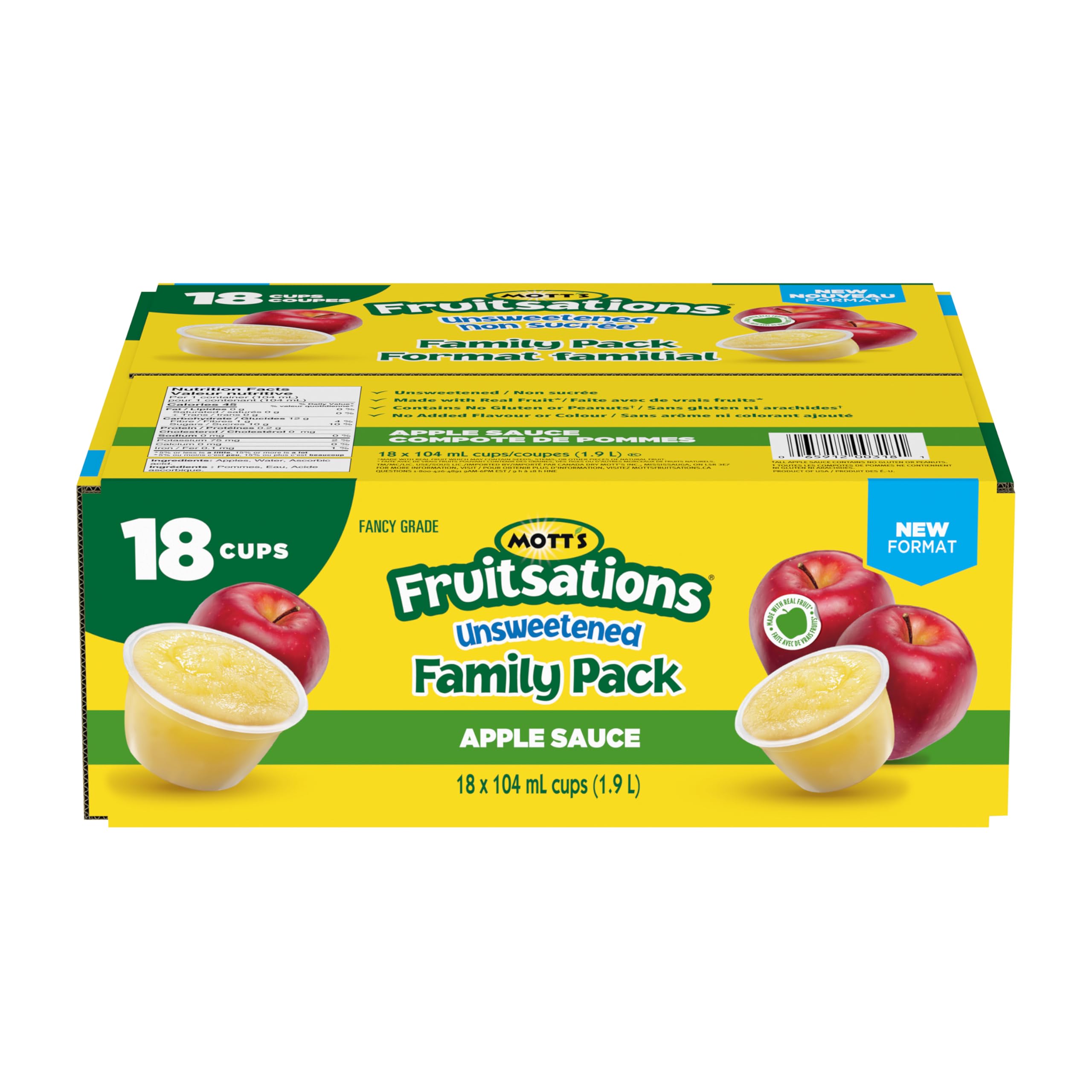 Mott's Fruitsations Apple Sauce, Unsweetened, 104 mL per Unit, Pack of 18