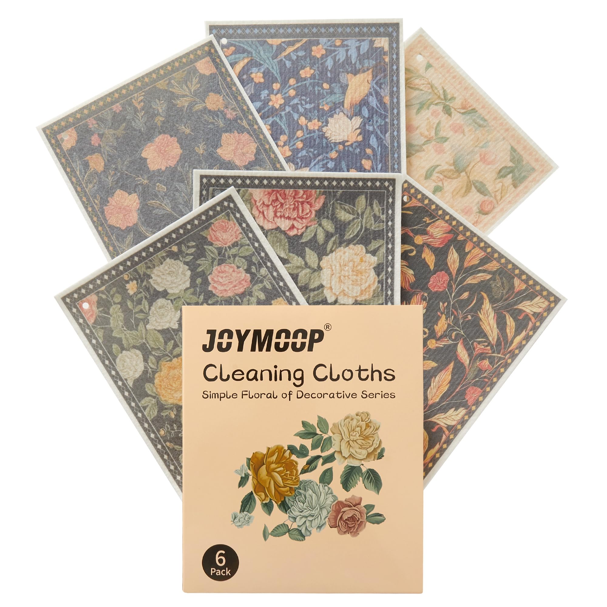JOYMOOP 6 Pack Dishcloths for Kitchen, Reusable Paper Towels Washable, Absorbent Non-Scratch Dish Cloths for Washing Dishes, Quick-Drying Cleaning Rags for Cookware and Household, 6.7×7.9 Inch