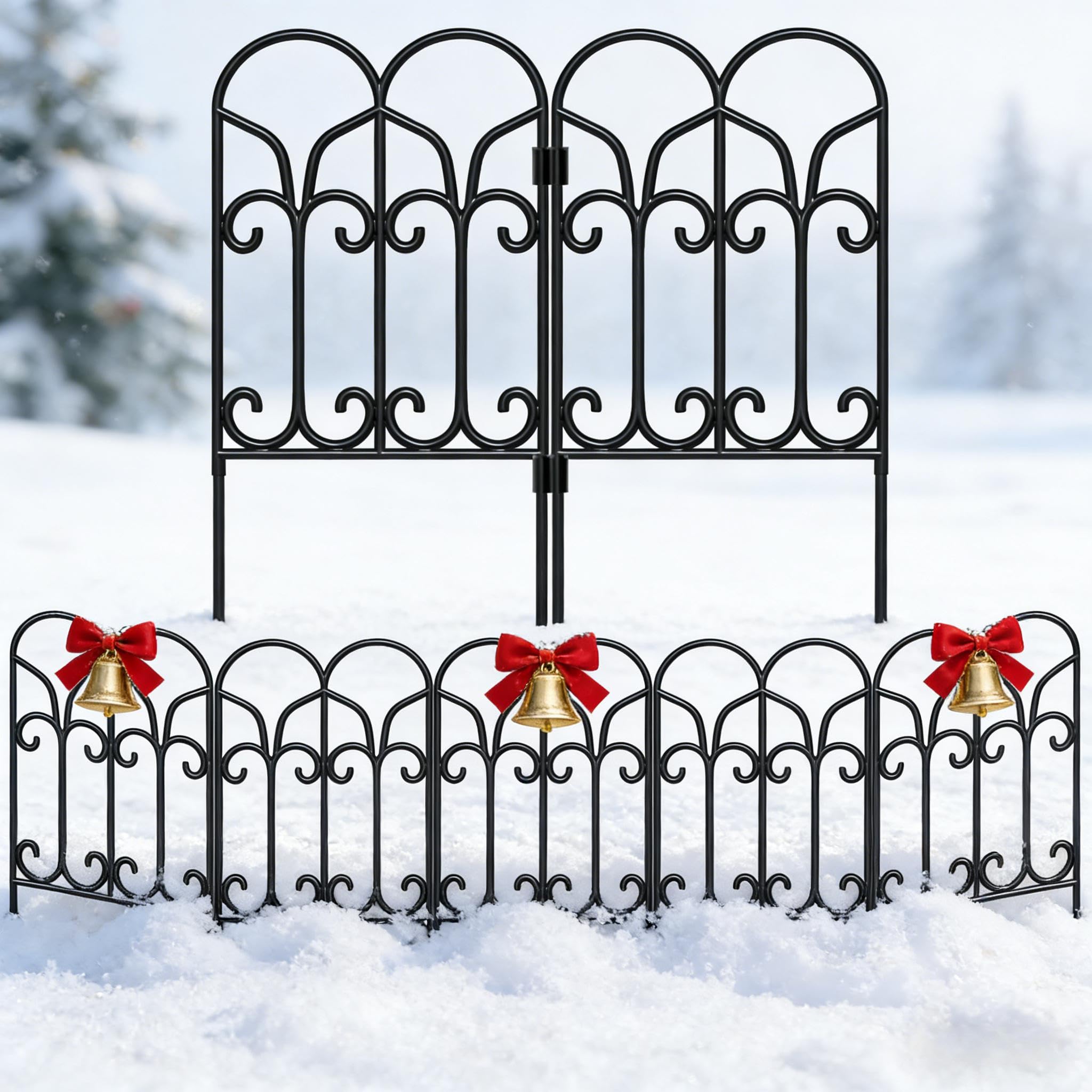 AMAGABELI GARDEN & HOME 10 Panels 22in(H)×10ft(L) Decorative Garden Fences and Borders for Dogs No Dig Metal Fence Panels Garden Edging Border Fence for Animal Barrier Fencing for Flower Beds Yard