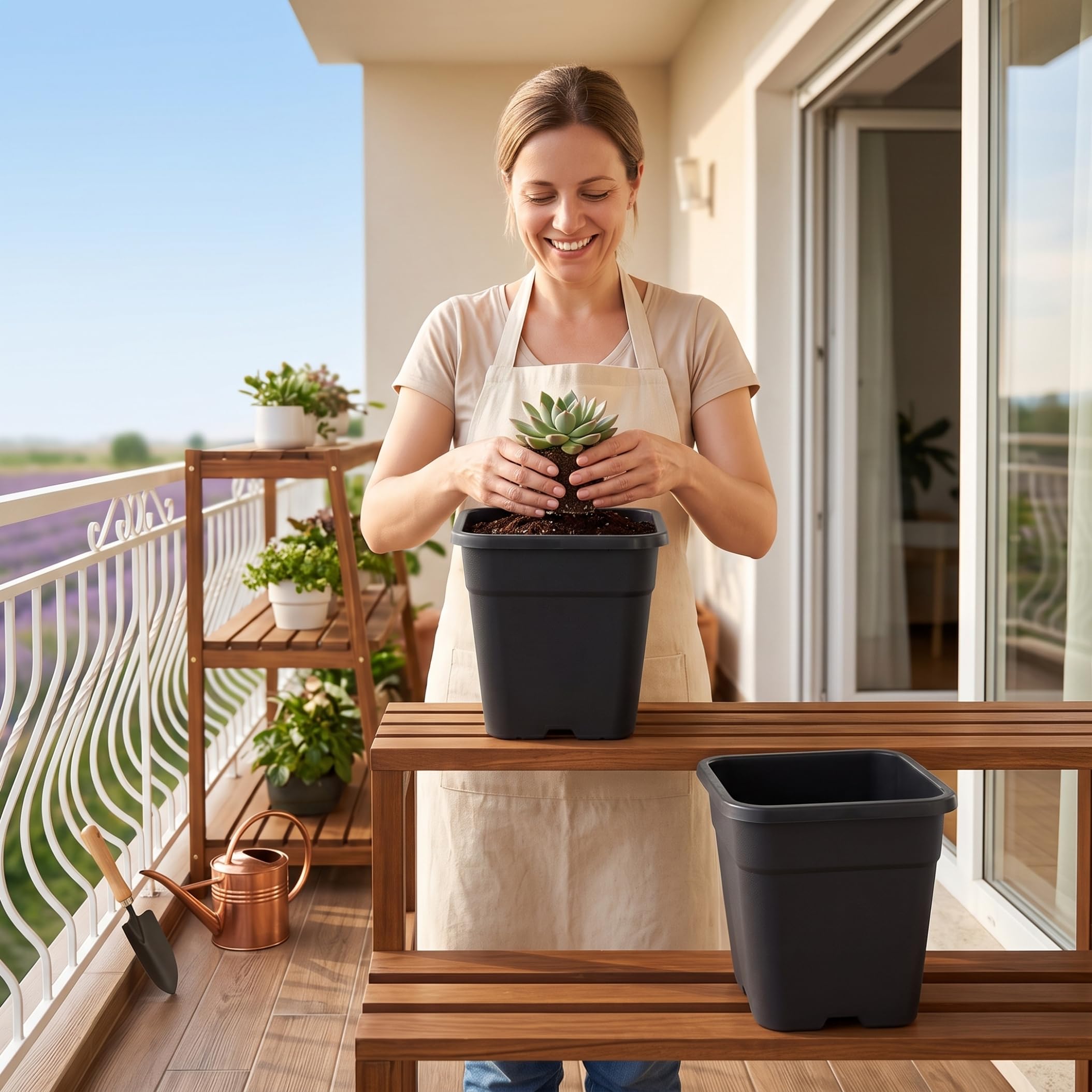 Pots de pépinière de 5 gallons, Pots carrés pour Plantes avec Trous Drainage, 10 pièces