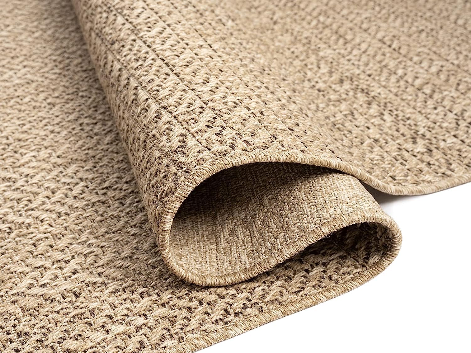 Mia's Alfombras Kinsley - Alfombra Resistente al Agua para Interior y Exterior, con Aspecto de Yute Natural, Ideal para Patio y jardín