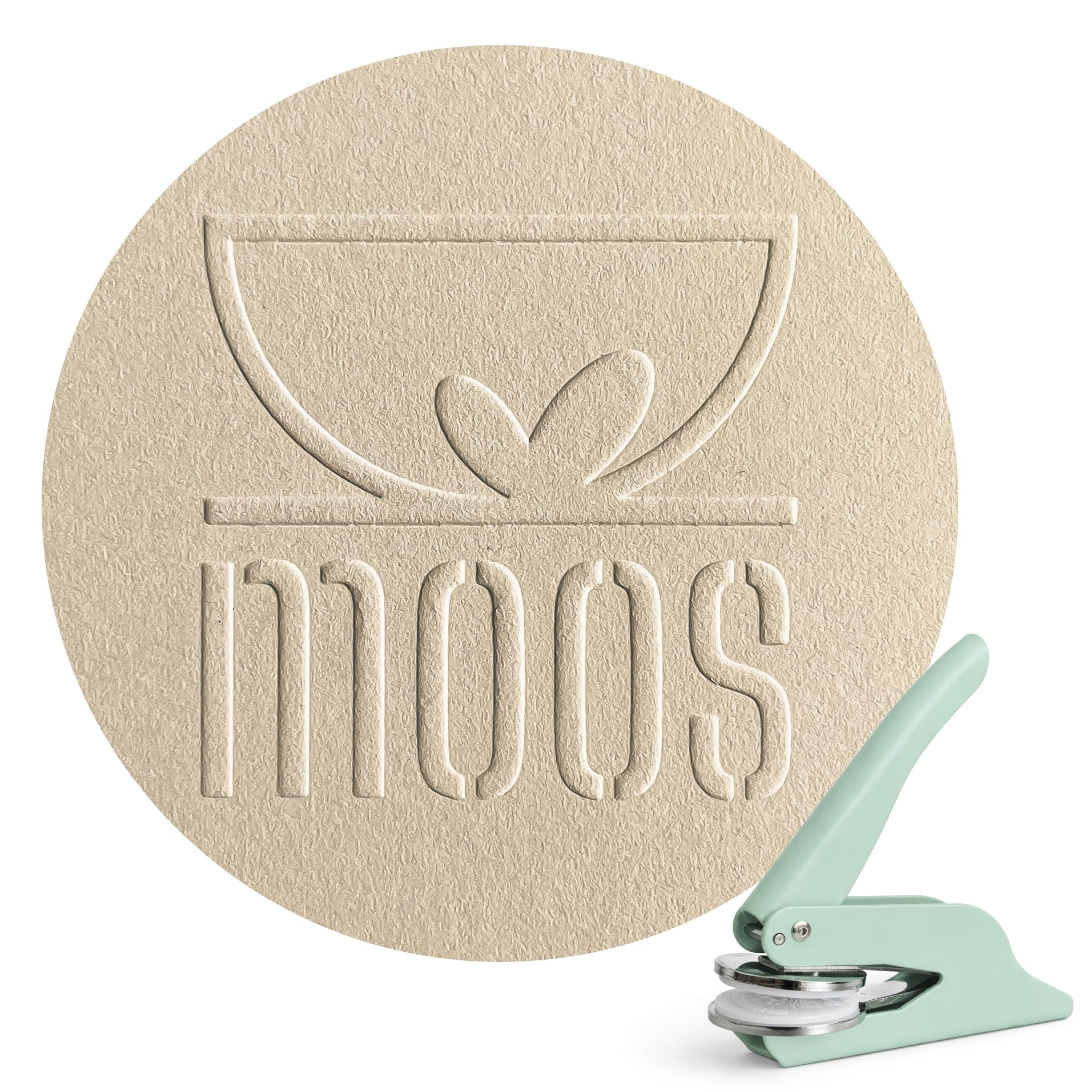 Prägestempel Personalisiert mit eigenem Logo – Prägezange für Papier, Karten und Briefumschläge – Individuelles Embossing-Werkzeug für Unternehmen, Hochzeiten und Geschenke (Mint, Mit eigenem Motiv)