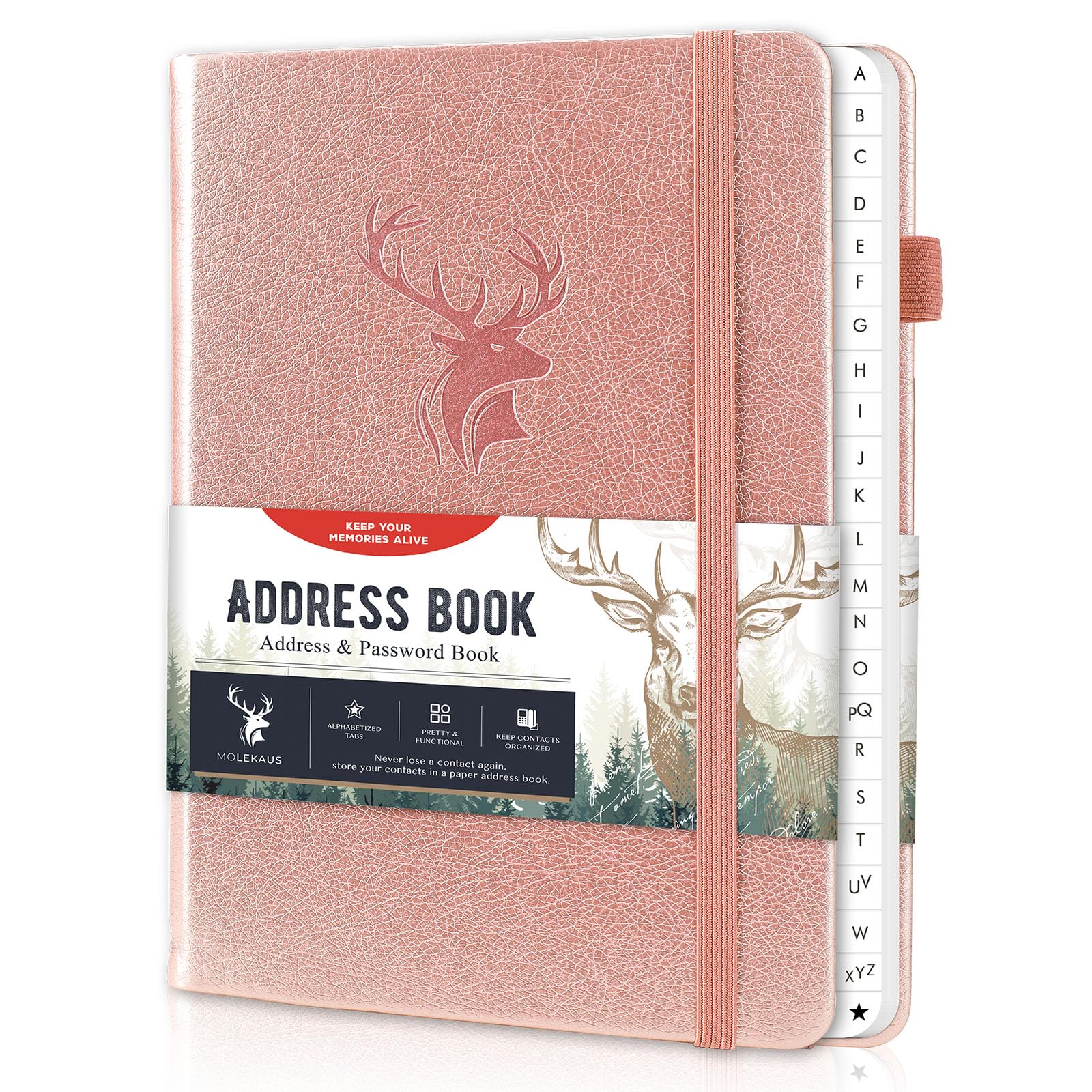 Address Book with Alphabetical Tabs, Hardcover Large Print Telephone and Address Book for Keeping Contacts Safe with Space for Important Website