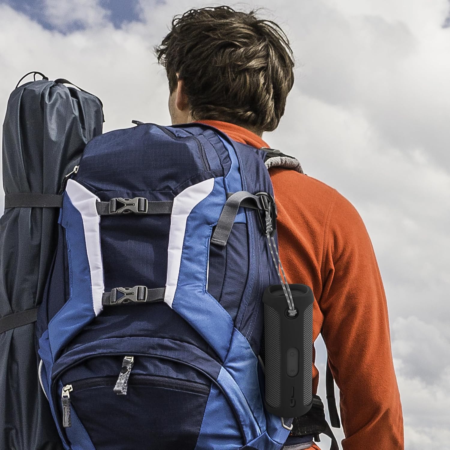 Geekria Silicone Speaker Case Cover, Compatible with JBL Flip 5, Protective Waterproof Soft Skin, Replacement Portable Speakers Travel Carrying Sleeve with Keychain Hook (Black) - Image 6