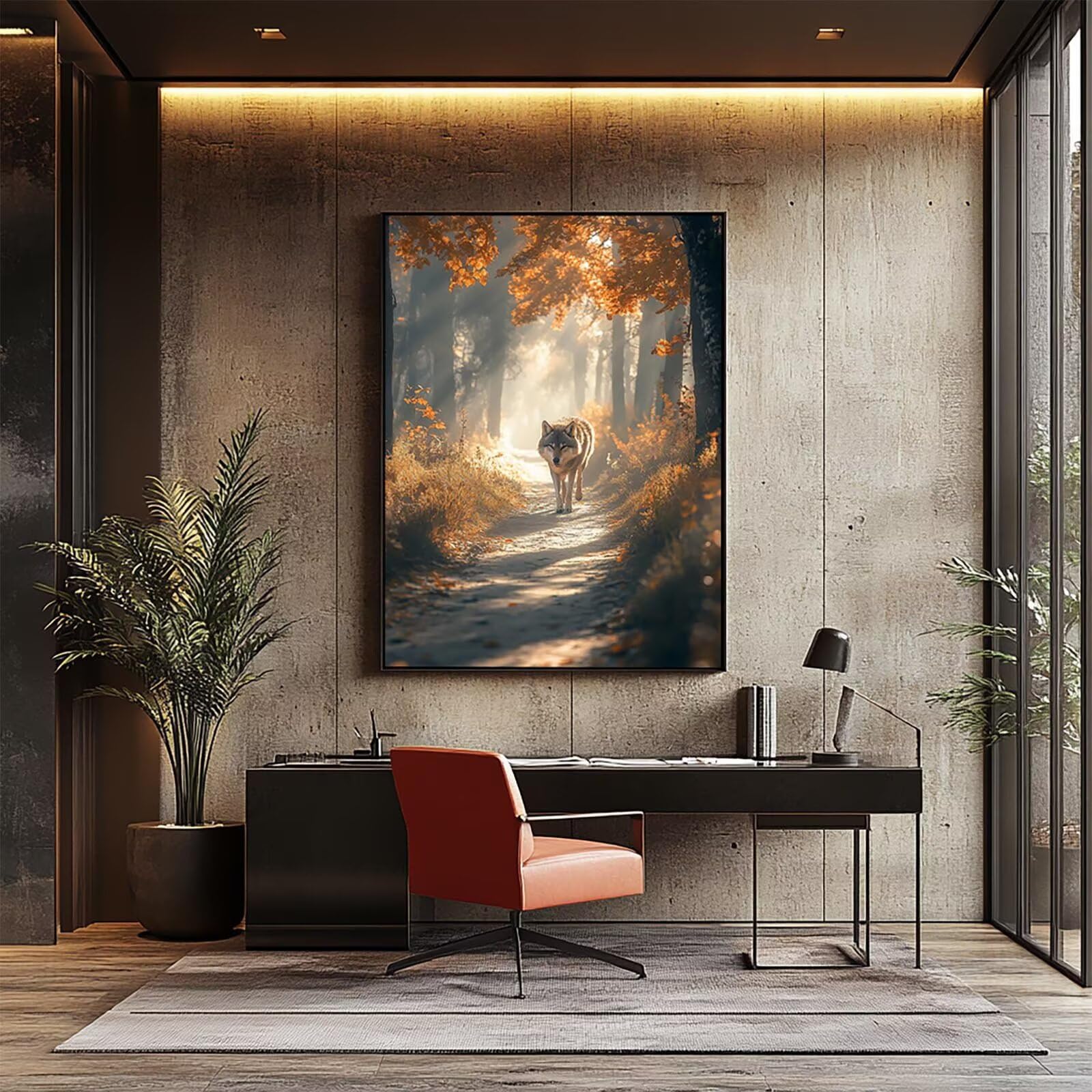 Wilk do malowania po numerach, dla dorosłych, malowanie drzew po numerach, dla dorosłych, materiały plastyczne z kolorowym płótnem do malowania 100 x 137 cm, 36 kolorów farby akrylowej i pędzla