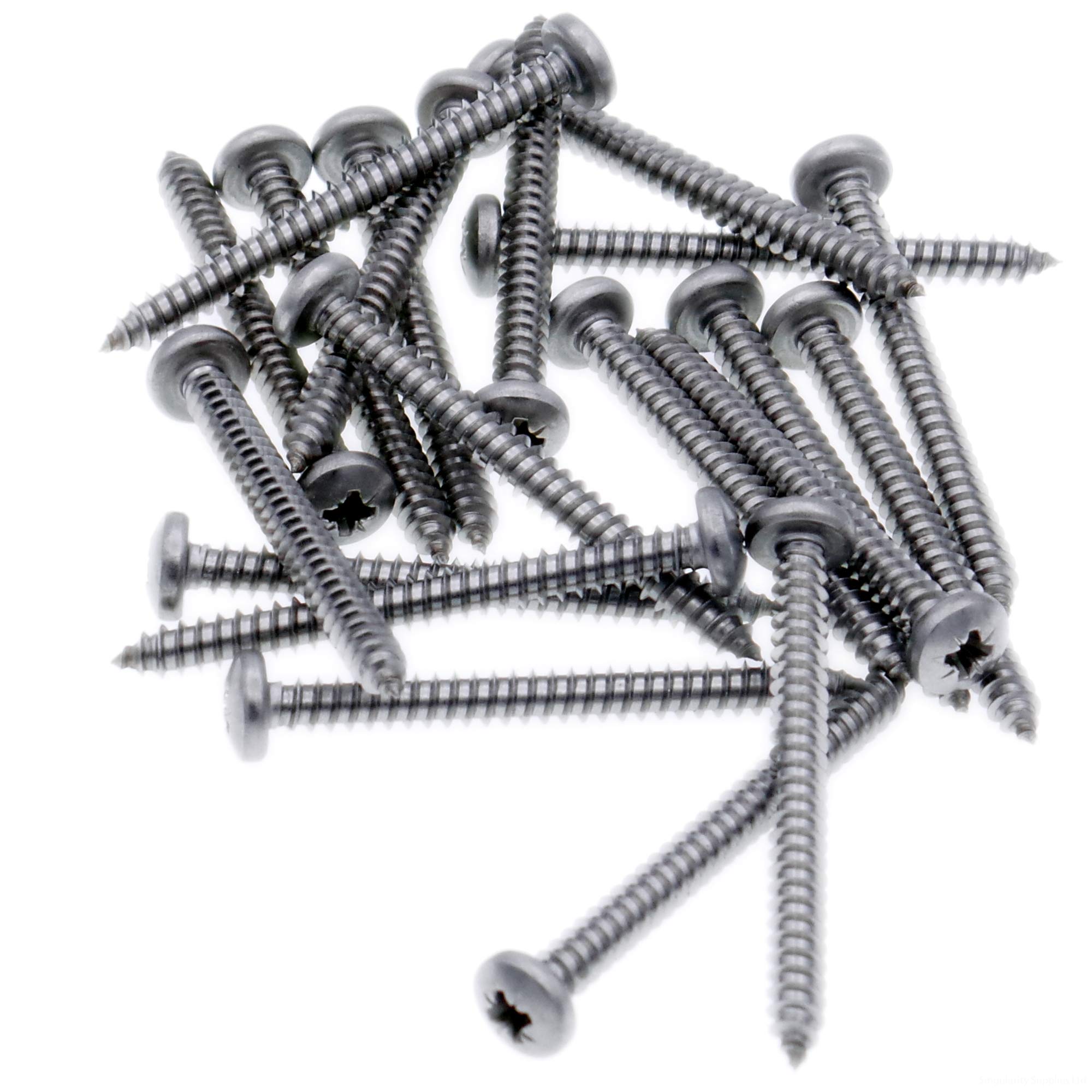 Singularity Supplies No.4 X 0.3125 (2.9Mm X 8Mm) Pozi Pan Self-Tapping Screw - Stainless Steel (A2) (Pack Of 20)