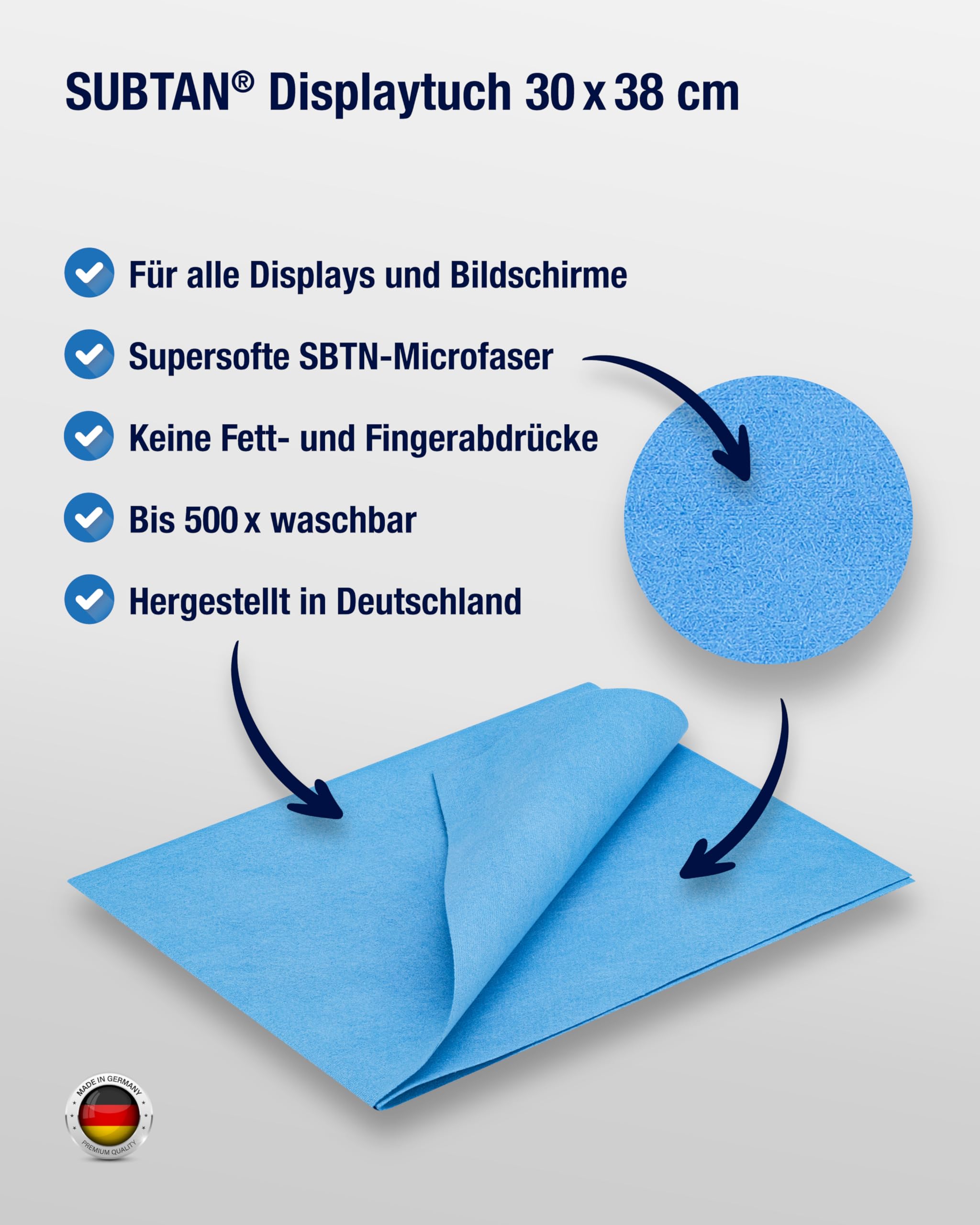 SUBTAN Bildschirmreiniger Set Doppelpack - 2x100ml + 2x Mikrofasertücher