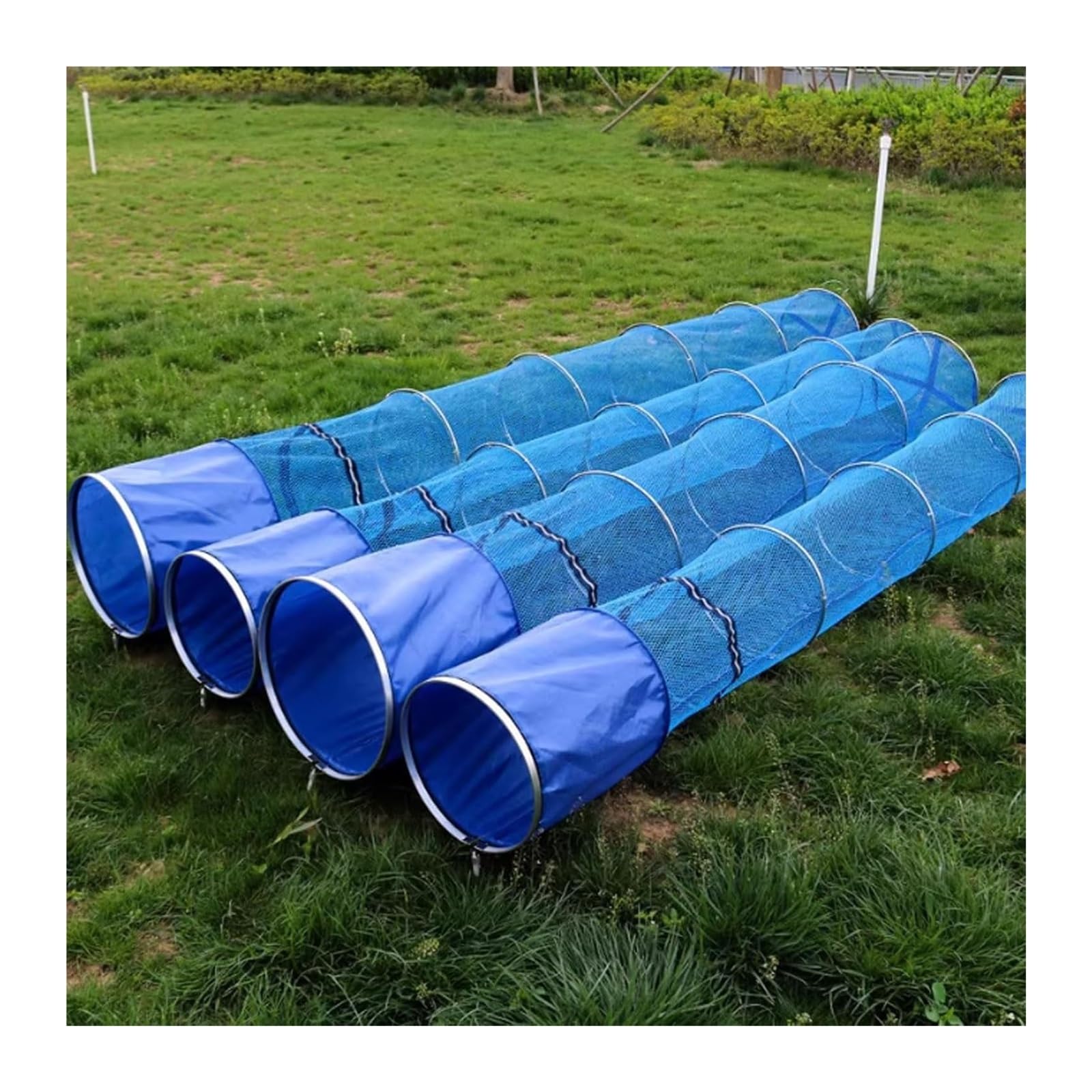 Trampa para cebos de Pesca, Bolsa Plegable for Trampa de Pesca, Malla Nailon Azul, Aros Acero Drenaje, Kayak con Mosca, Varios tamaños