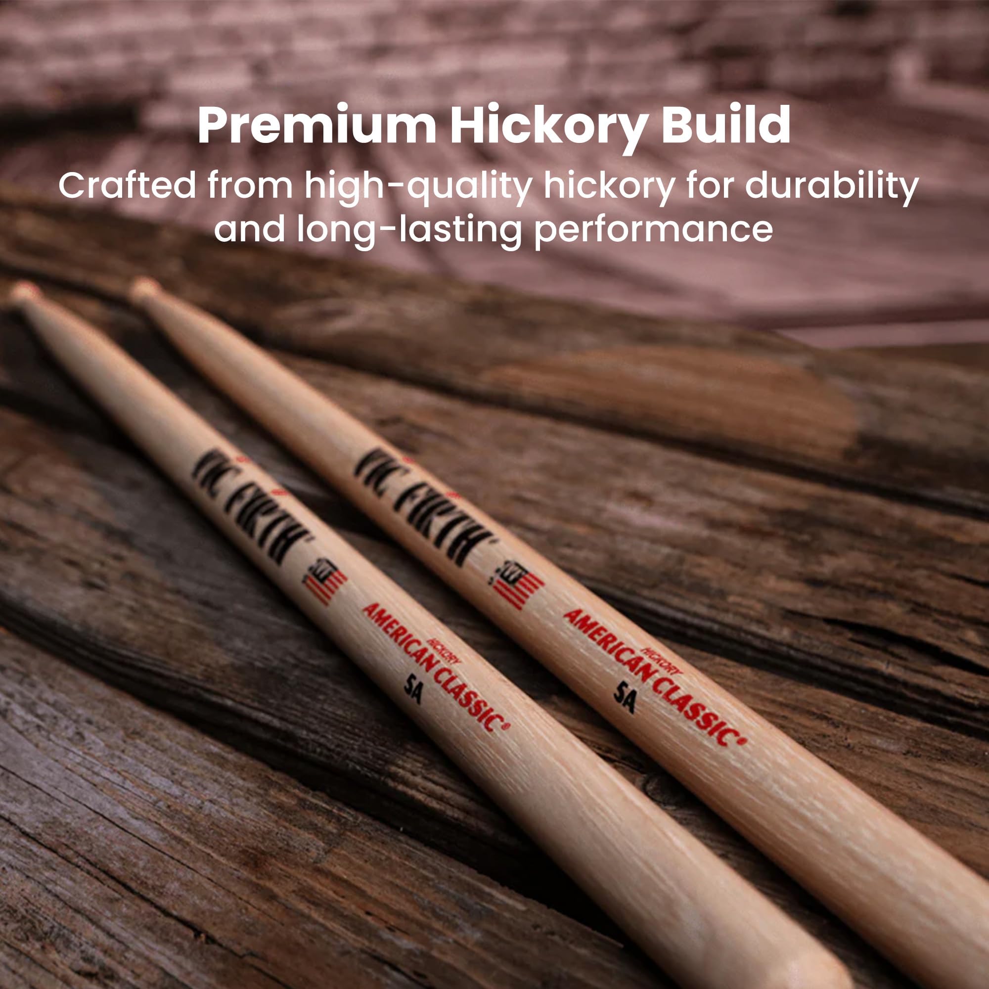 Vic Firth American Série Classique Baguettes de batterie - 5A - American Hickory - Pointe en bois - 4 Paires