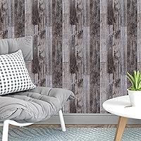 Vista 99 de Yun-aeon Natural Wood-Dark Grey Wood Contact Paper Peel and Stick Wallpaper 17.3"x 80"Self Adhesive Removable Vintage Faux Wood Wall Paper Plank