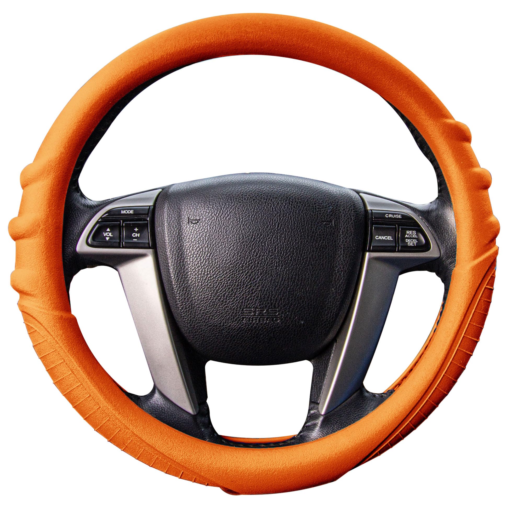 FH Group Steering Wheel Cover (Silicone W. Grip & Pattern Massaging grip Orange Color-Fit Most Car Truck Suv or Van) Orange