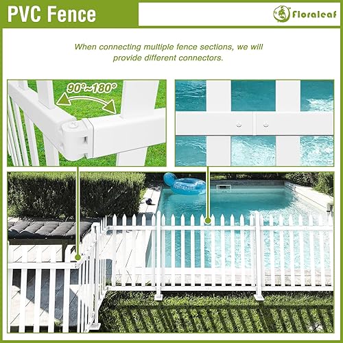 Miniatura 3 de Valla de vinilo blanco de 36.5 pulgadas de alto x 84 pulgadas de ancho, panel de valla decorativo temporal recto con 20 estacas para patio, patio,