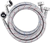 MIFLUS 6ft Stainless Steel Washer Hoses with 90° Elbows, 2-Pack Braided Hot & Cold Washing Machine Supply Lines