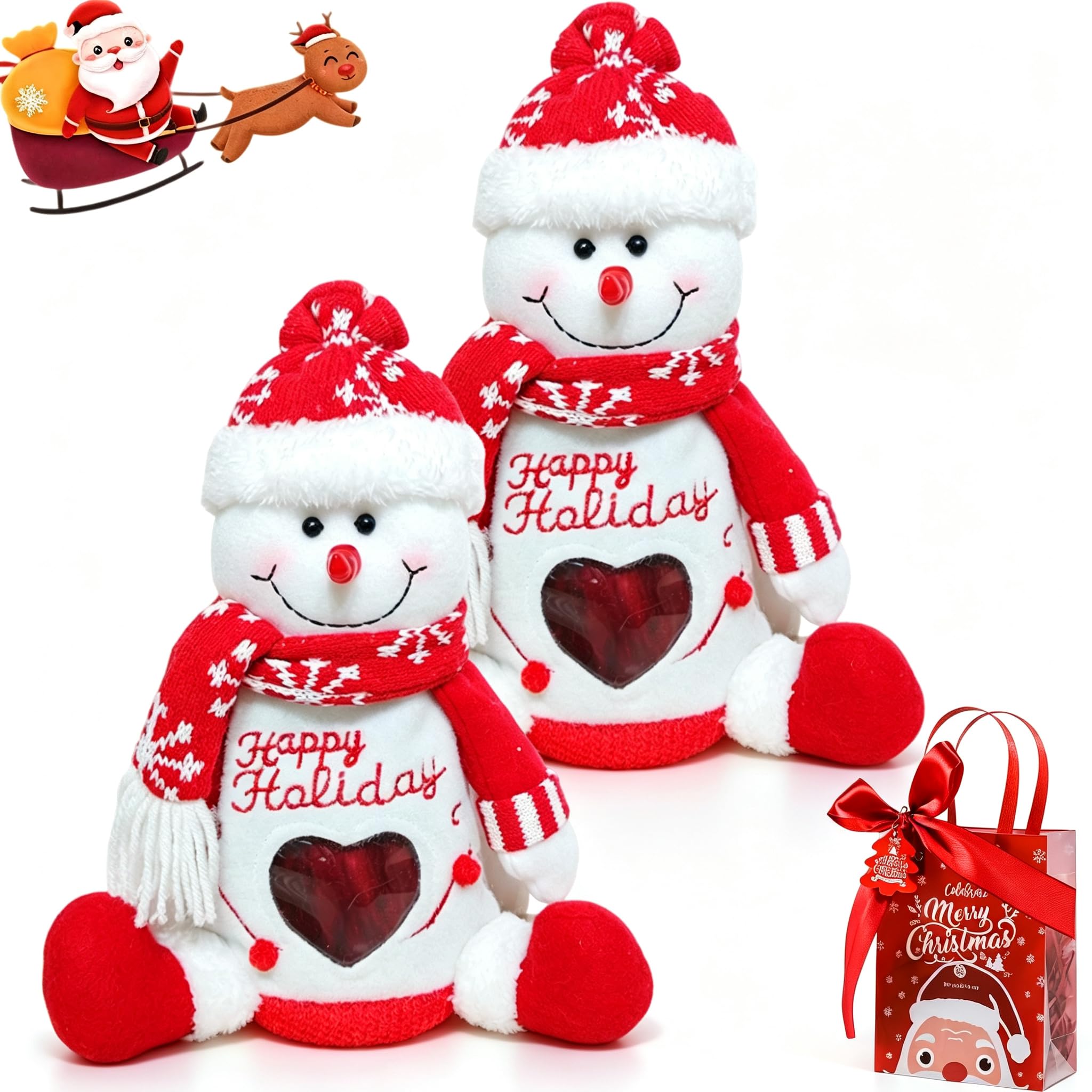 Christmas Gift Bags With Zipper, Reusable Xmas Treat Pouches (2PC-E)