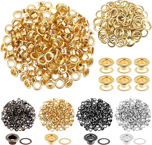 Miniatura 8 de Glarks Kit de 200 ojales gruesos de metal plateado de 0.236in con arandelas para tela, lienzo, cortina, ropa, reparación de cuero