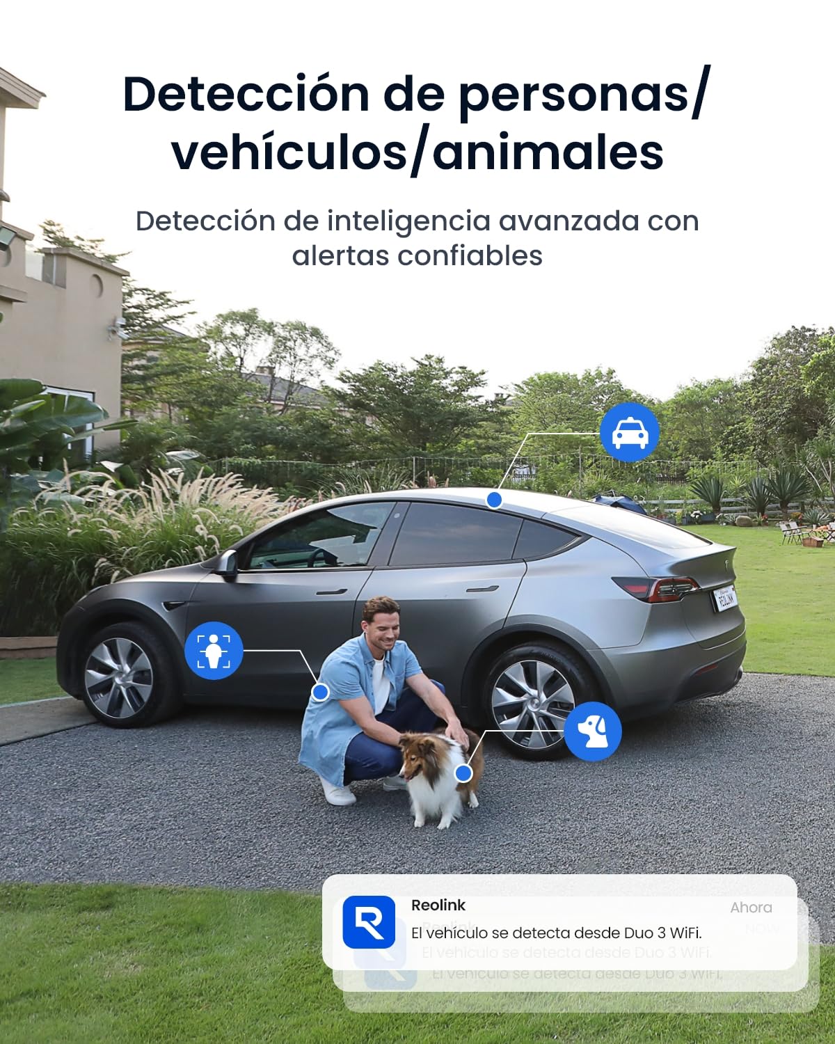 Reolink 16MP Camara Vigilancia WiFi Exterior con Doble Lente, Vista Panorámica de 180°, Trayectoria, Detección Inteligente, Wi-Fi 6 de 2,4/5GHz, Foco de Visión Nocturna, Grabación 24/7, Duo 3 WiFi