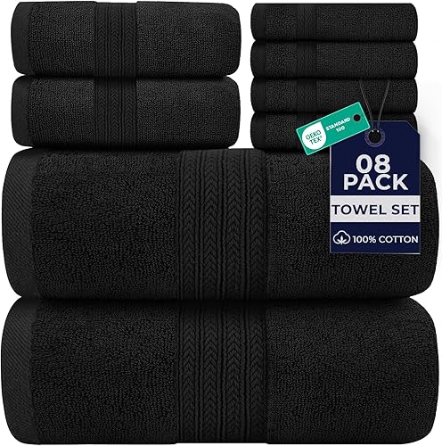 Vista 133 de DAN RIVER Juego de 4 toallas de baño, 27 x 54 pulgadas, 100% algodón, más grandes y ligeras, de secado rápido, súper suaves y absorbentes, toallas