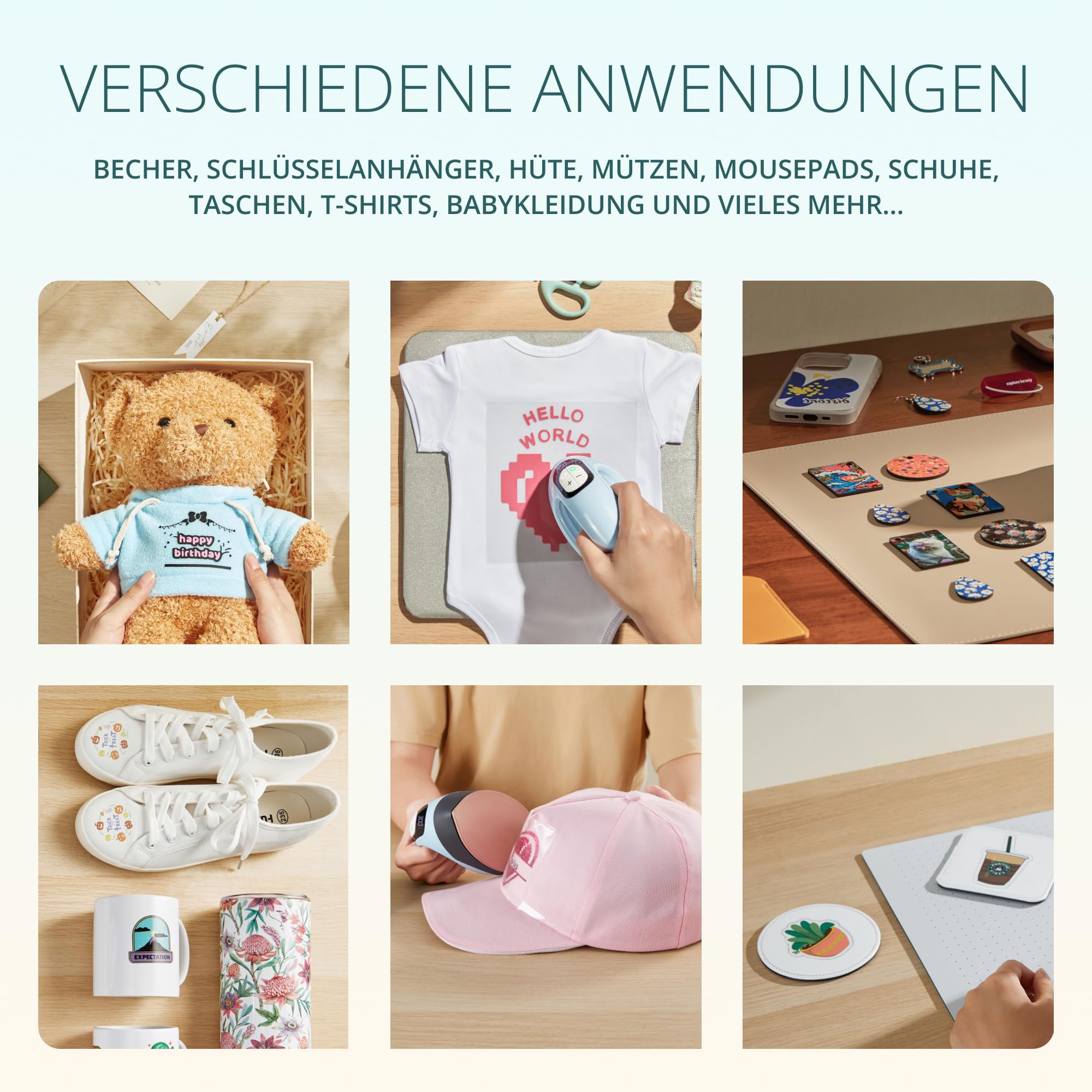 LOKLIK Impress Mini 3 – Hitzepresse für T-Shirts, Taschen, Tassen, Hüte und andere Textilien – Handgerät zum Dekorieren und Basteln. Perfekt für kleine Bastelprojekte, Vinyl-Transfer (Blau)