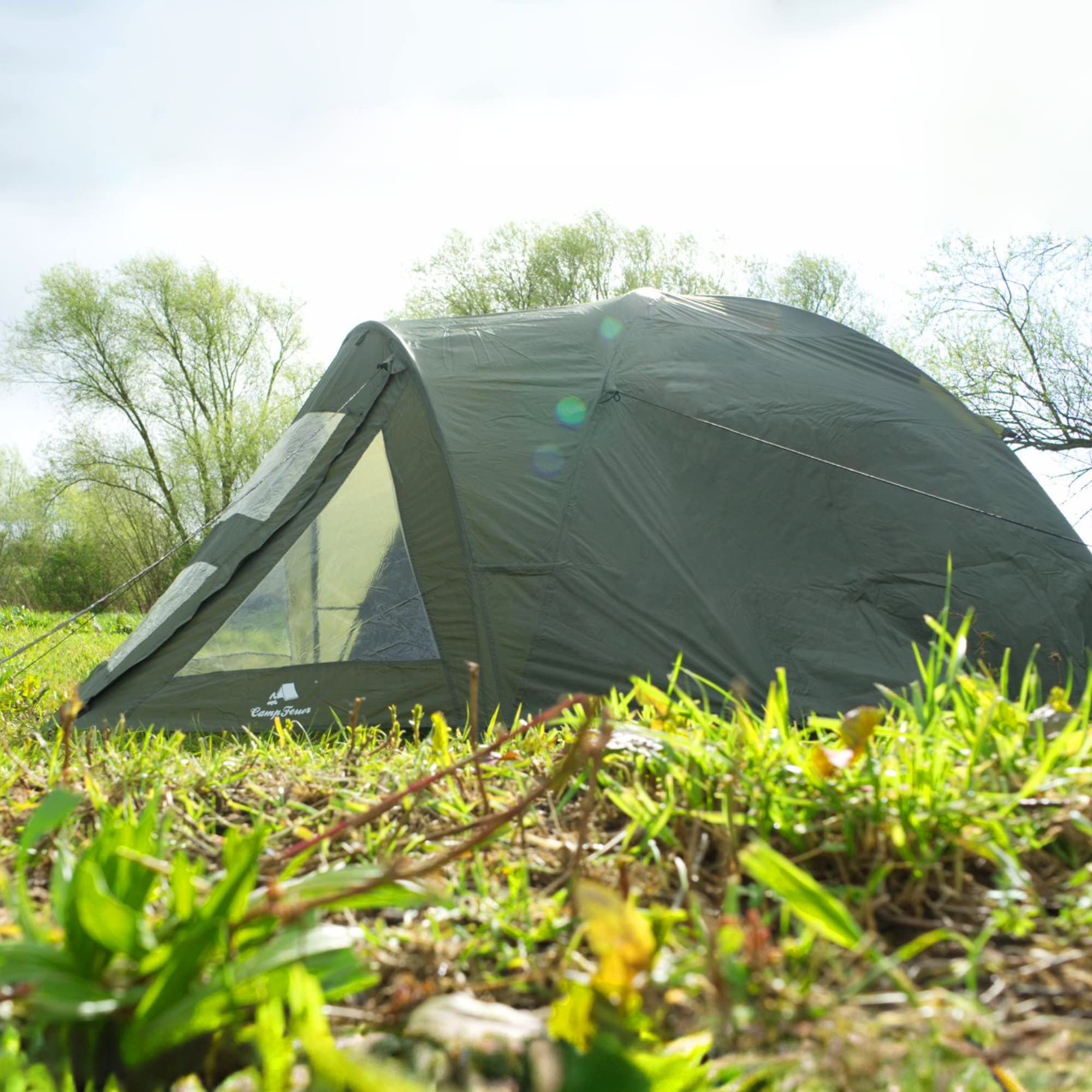 CampFeuer Karpfenzelt Flash für 1-2 Personen | 2000 mm Wassersäule, 3,17 x 2,36 x 1,5 m | Angelzelt für Outdoor und Camping | Anglerzelt, Outdoorzelt, Fischerzelt | Angel Zelt, Trekkingzelt