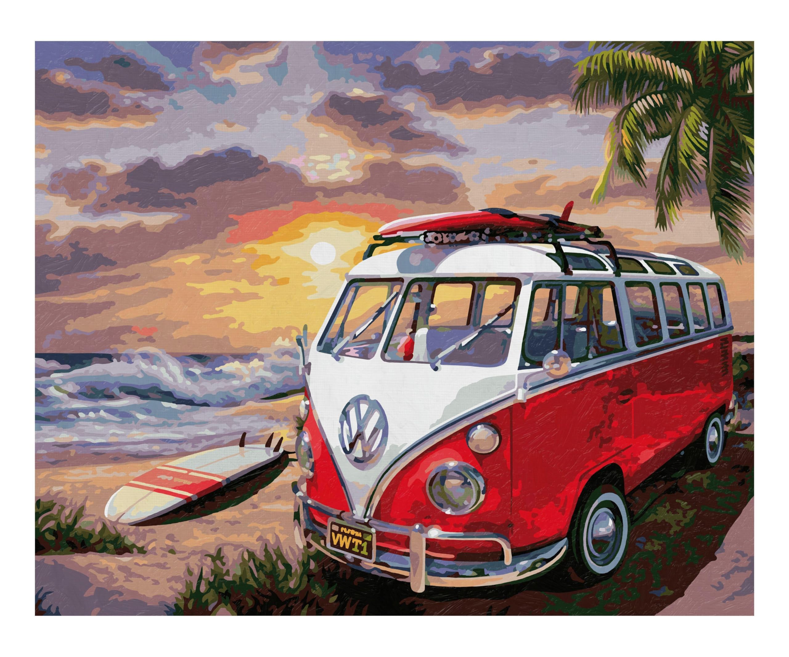Schipper 609130861 Dipingere con i Numeri, Volkswagen T1, dipingendo Immagini per Adulti, Inclusi pennelli e Colori acrilici, 40 x 50 cm