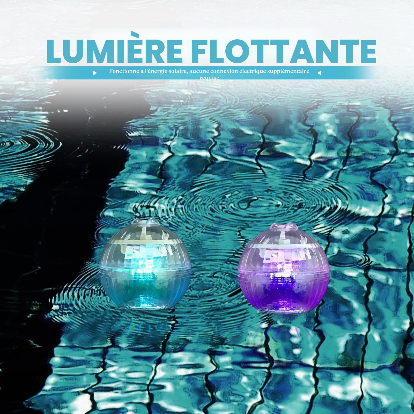 Uonlytech Piscine LED Piscine Lumière Flottante Solaire, lumière Solaire de de Boule de Changement de Couleur, lumière de Bassin pour l'étang de