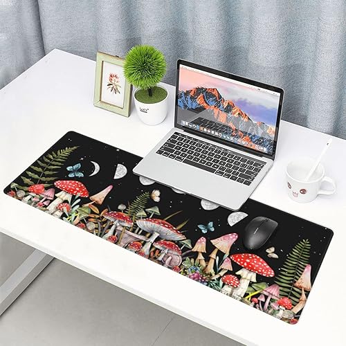 Miniatura 7 de Alfombrilla de mouse de hongos extendida XL para juegos, alfombrilla de escritorio de oficina con bordes cosidos, alfombrilla de escritorio