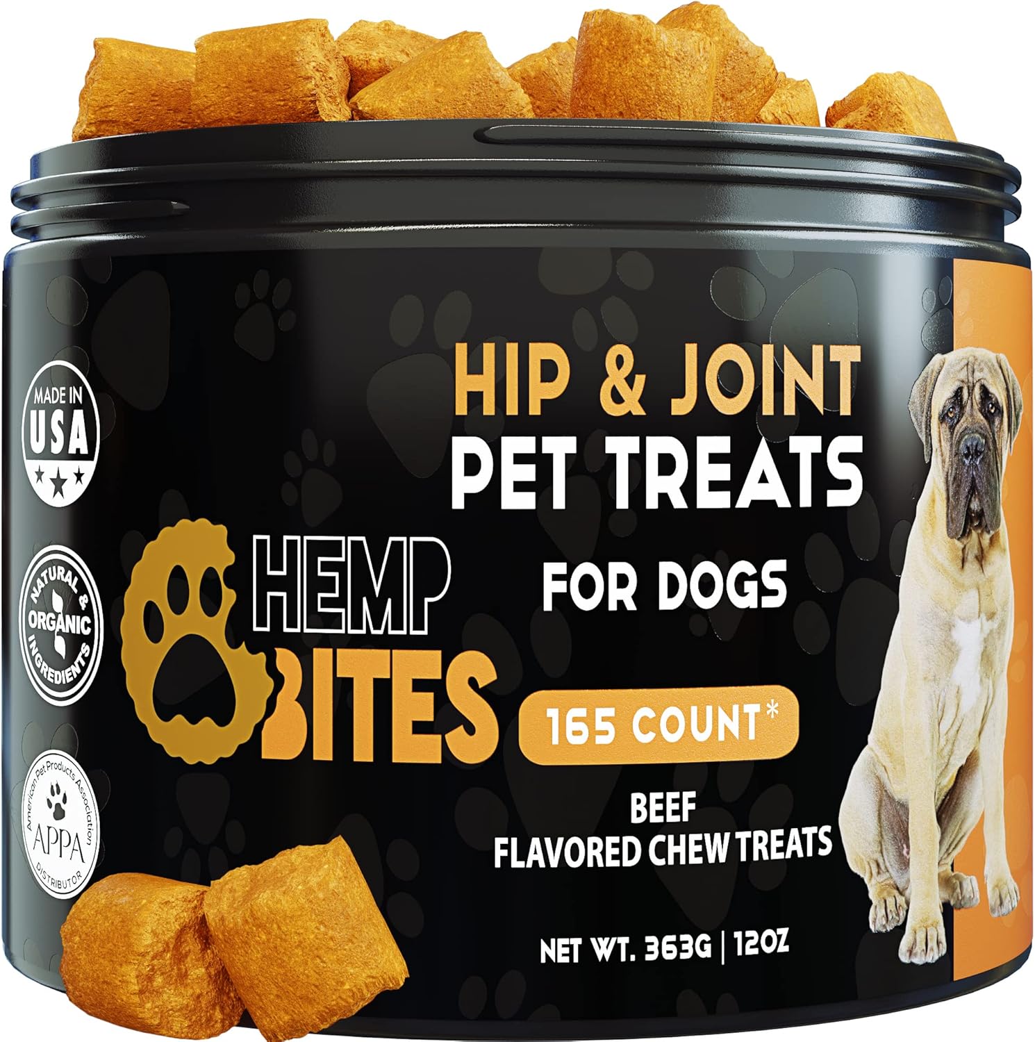 HEMP BITES Dog Joint Supplement 165Pcs Hip And Joint
