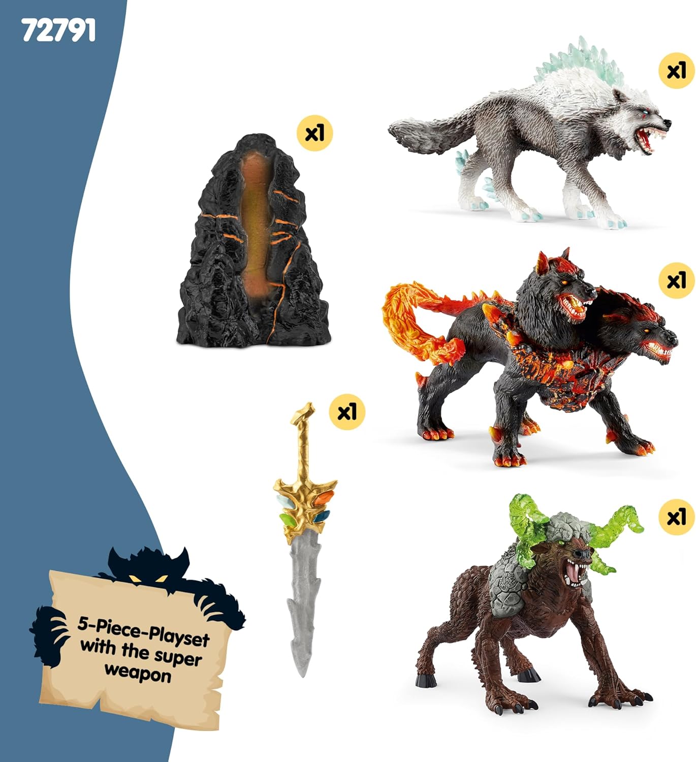 Schleich Eldrador Creatures - 5PC Fantasy Creature Set - Ice Wolf, Lava Hound, Rock Beast and Sword Figure Playset - Animal Monster Figurines for Boys and Girls - Durable Toys for Kids Ages 7+ | 72179 - Image 5
