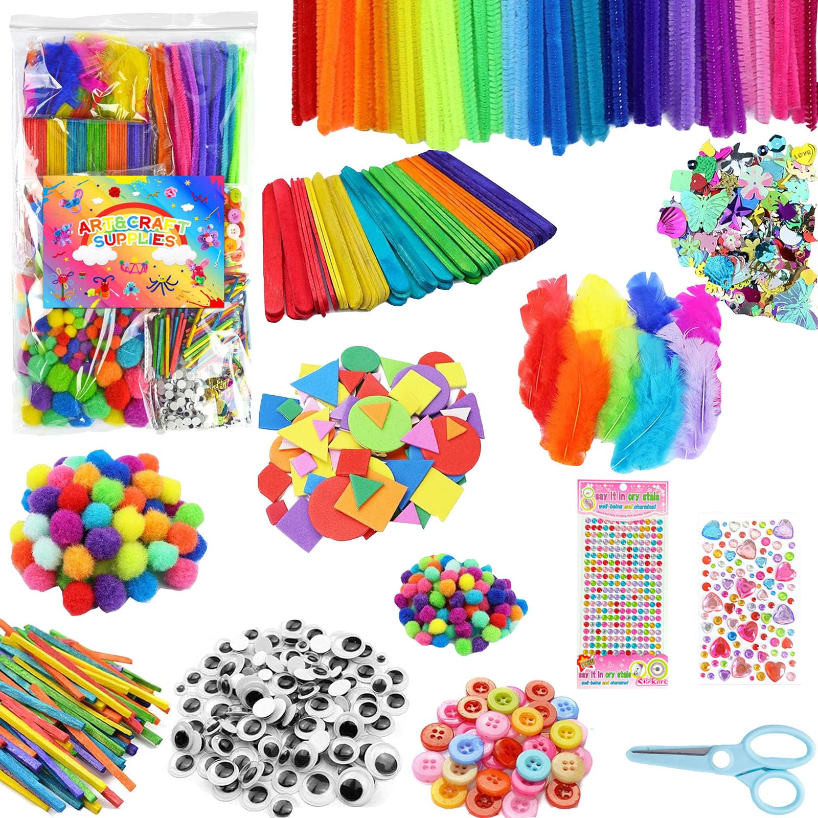 1950+ Pezzi lavoretti creativi per bambini, DIY Scovolini Colorati per lavoretti, Art Craft Set,Giochi Creativi Kids Mestiere Fai da Te Decorazioni Giocattoli, Giochi Creativi Bambina 7 8 9 10 anni