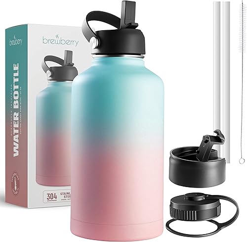 Miniatura 39 de Botella de agua aislada de acero inoxidable y taza de viaje para bebidas calientes y frías, boca ancha, botella de agua deportiva de hidratación