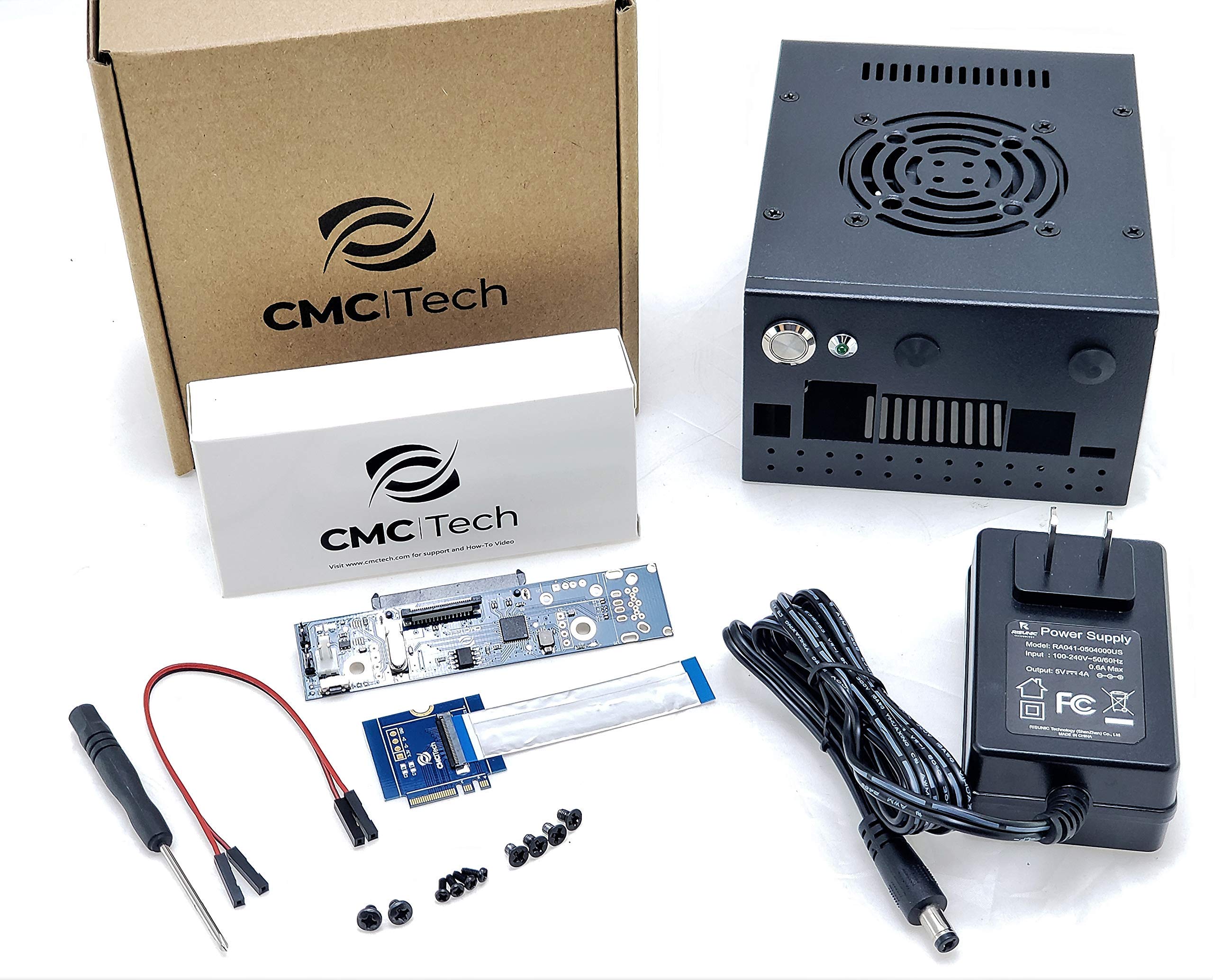 Metal Enclosure Case + PCI-E 2.0 1X M.2 Key E + SATA 2.5 inch HDD / 2.5" SSD 500MB/s Controller Board + 20W 5.3V 4A Power + 6020 Dual Ball Bearing Fan for NVIDIA Jetson Nano Developer Kit