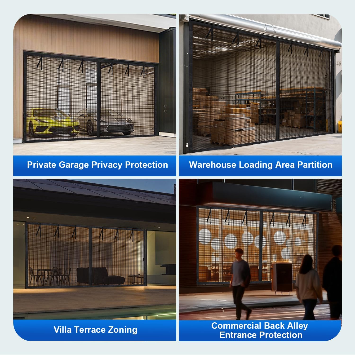 Garage Door Screen for 1 car Garage 8FT Wide x 7FT High,Retractable Garage Door Screen,Heavy Duty Magnetic Garage Screen,Weighted Bottom,Hands Free Screen Door fit for Garage,Patio,Workshop,Home Gym