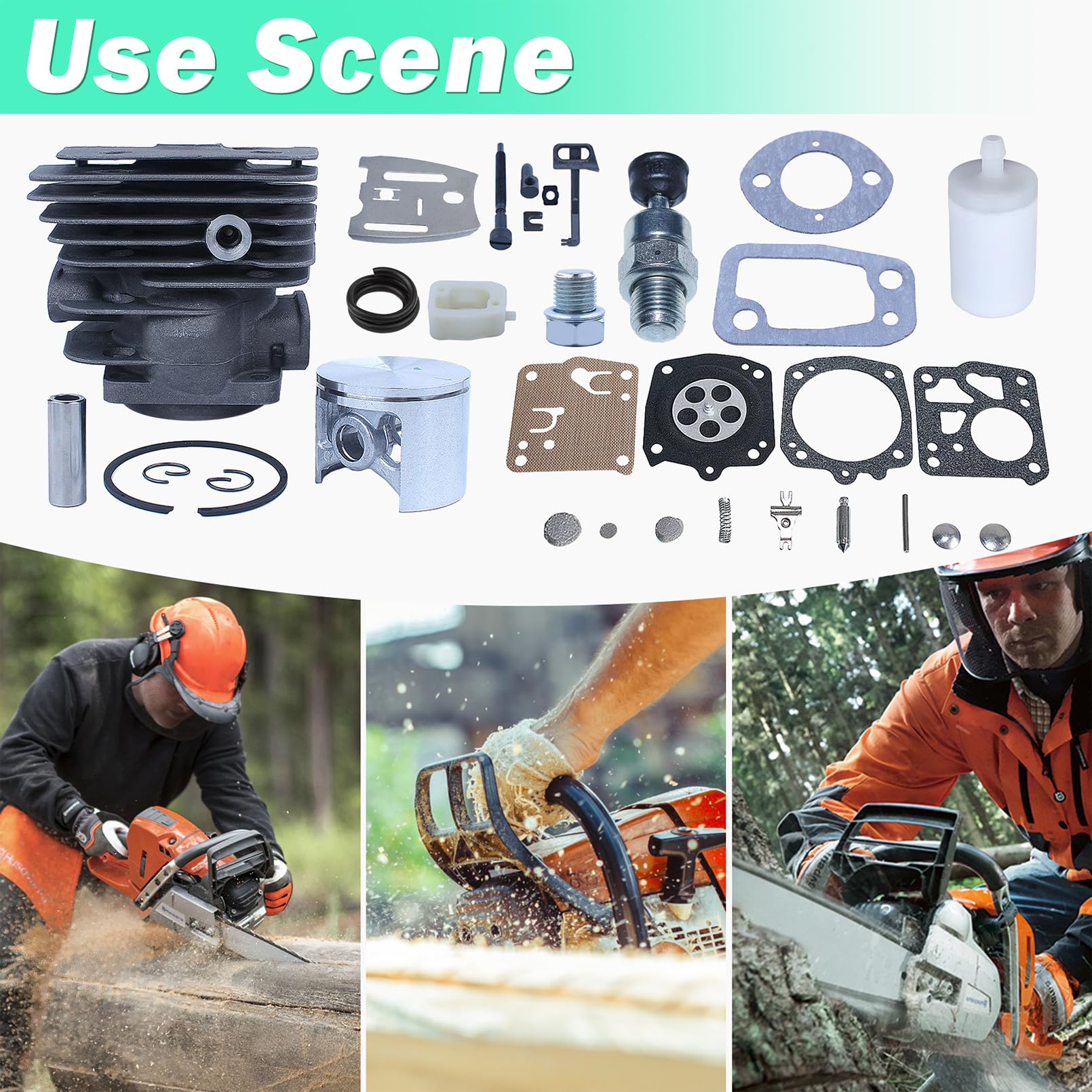 Adefol 54mm Cilindro Pistone Guarnizione Kit per Husqvarna 288XP 181 281 288 Motosega con Collettore di aspirazione Valvola di decompressione Choke Rod Catena Piatto da Bar per 503506301 503 90 74-71