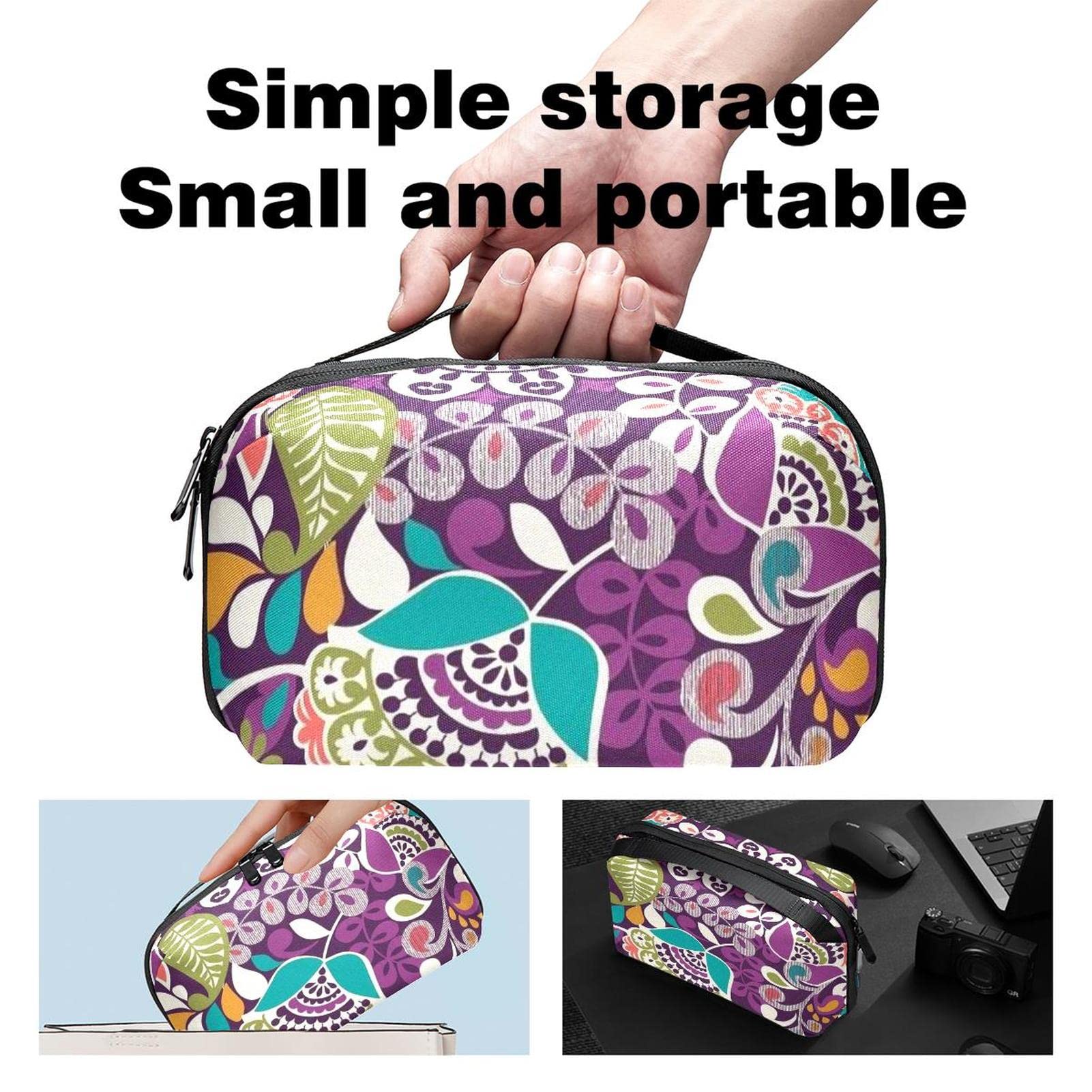 Sac Organisateur Câbles Voyage - 10x7 Cm, Coque EVA Rigide, Intérieur Velours, Fermeture éclair - 4